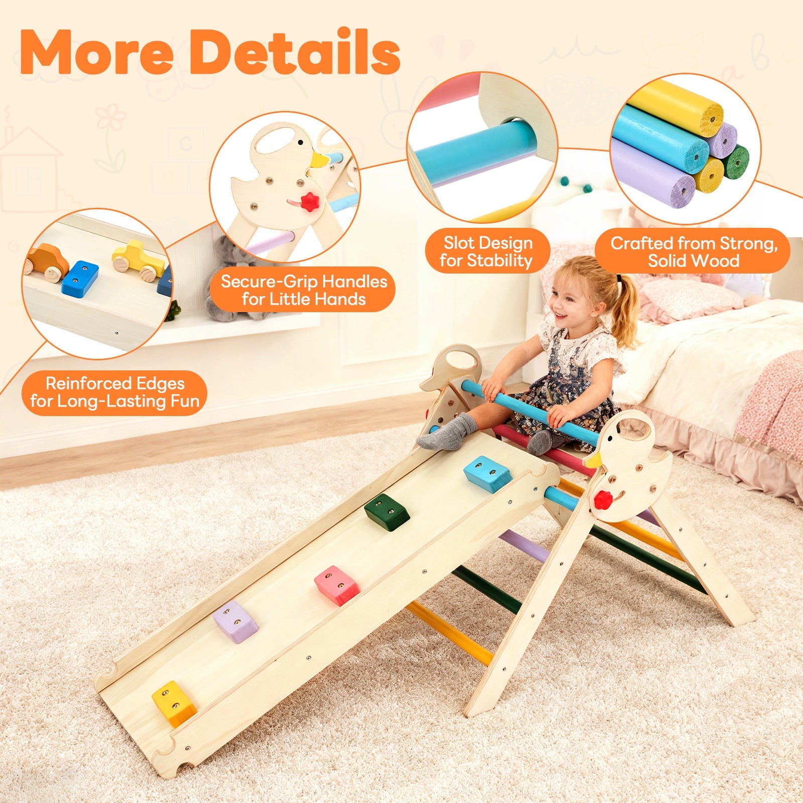 9-in-1 Foldable Wooden Montessori Climbing Playset