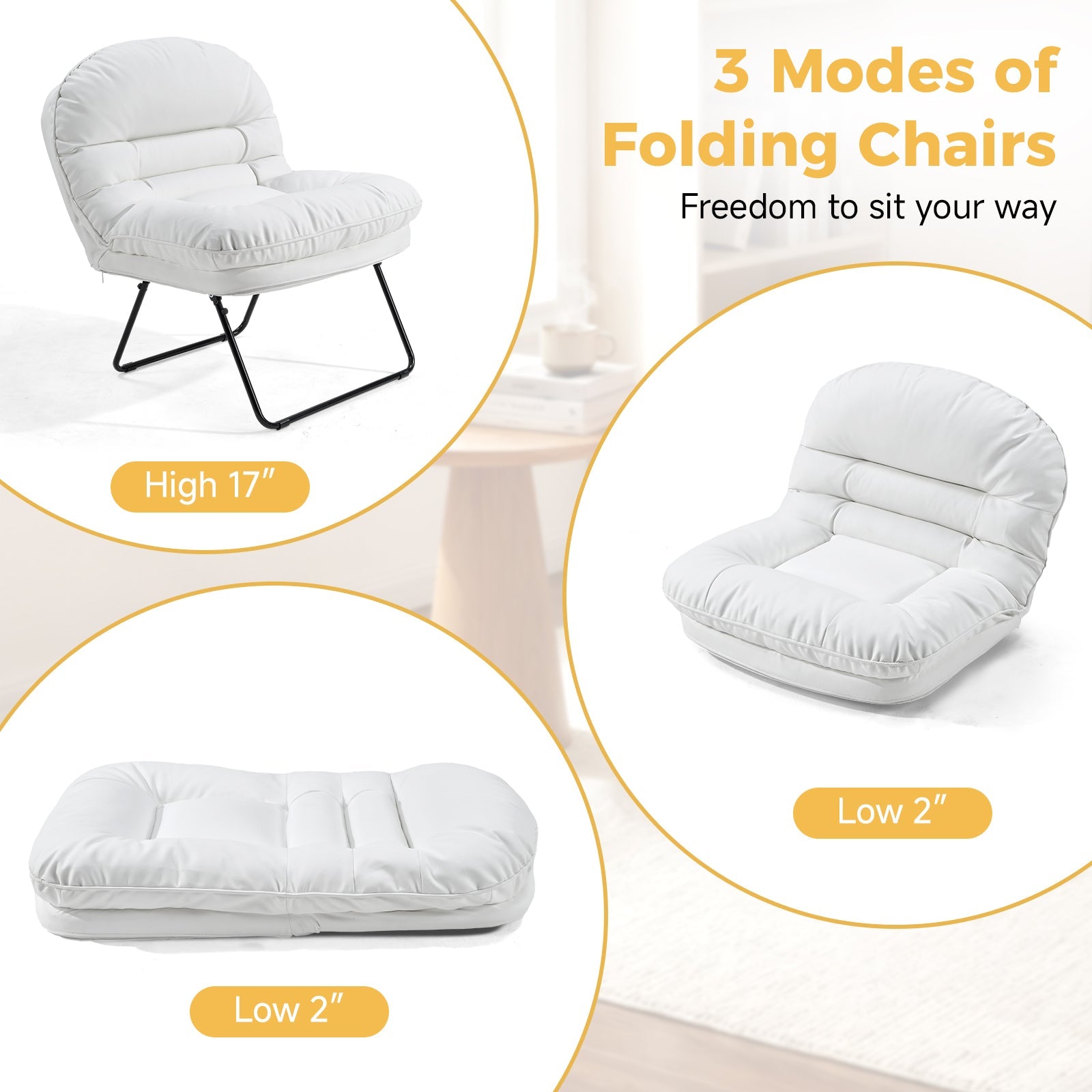 Foldable Cushioned Saucer Lounge Chair