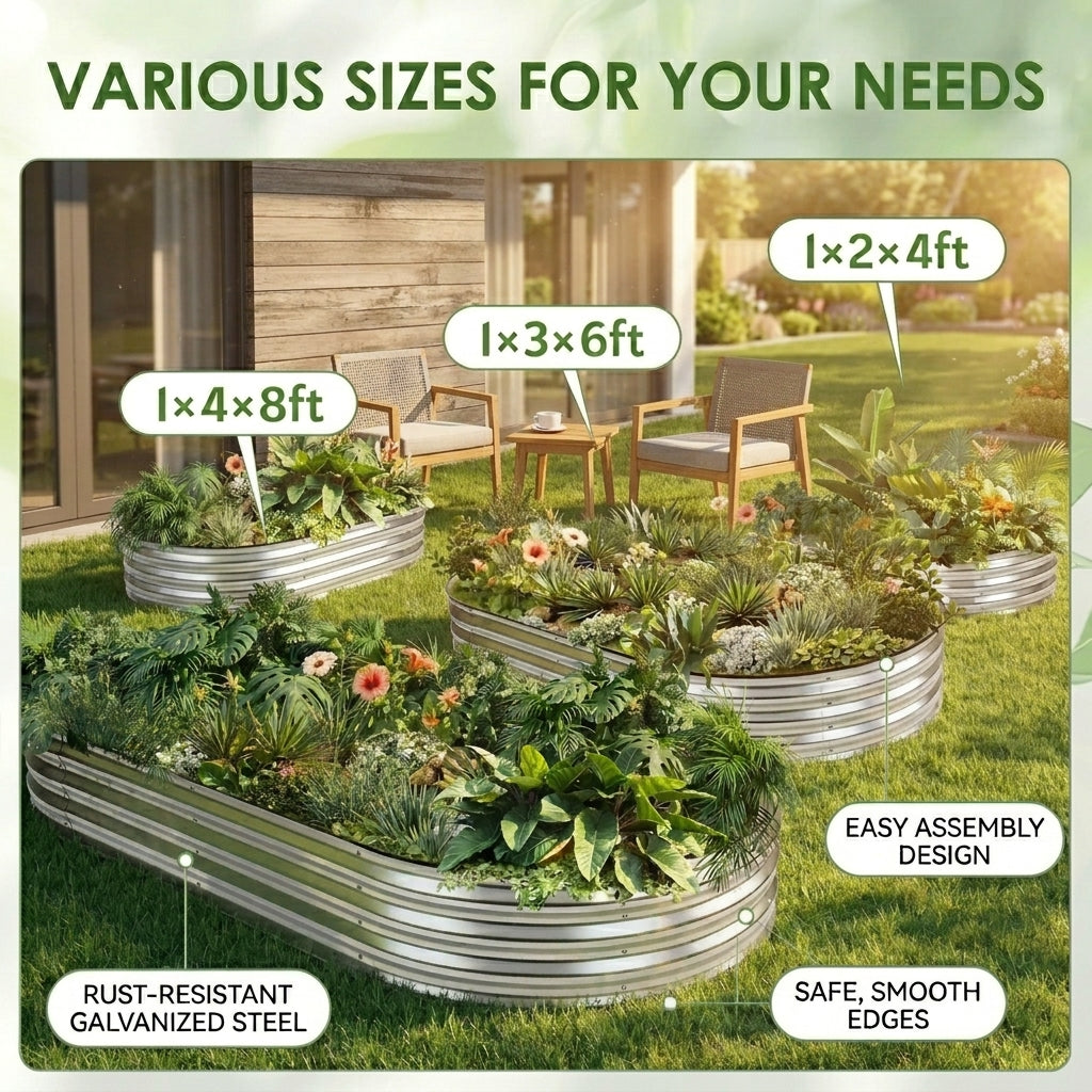 Raised Garden Bed with Greenhouse Cover, Dual-Zipper Roll-Up Door, UV-Resistant PVC, Steel Frame – 2 Sizes