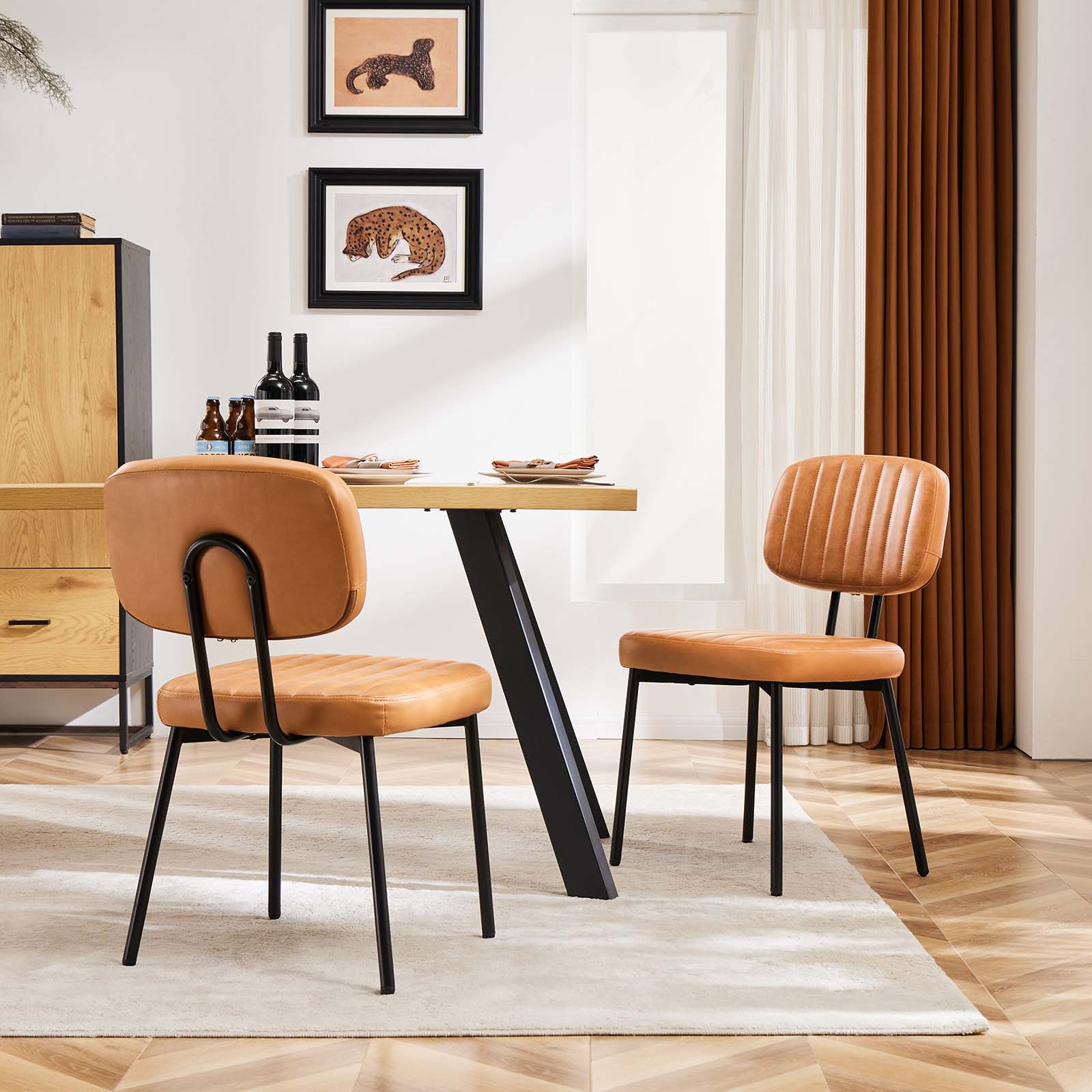 Modern Faux Leather Dining Chairs Set of 2