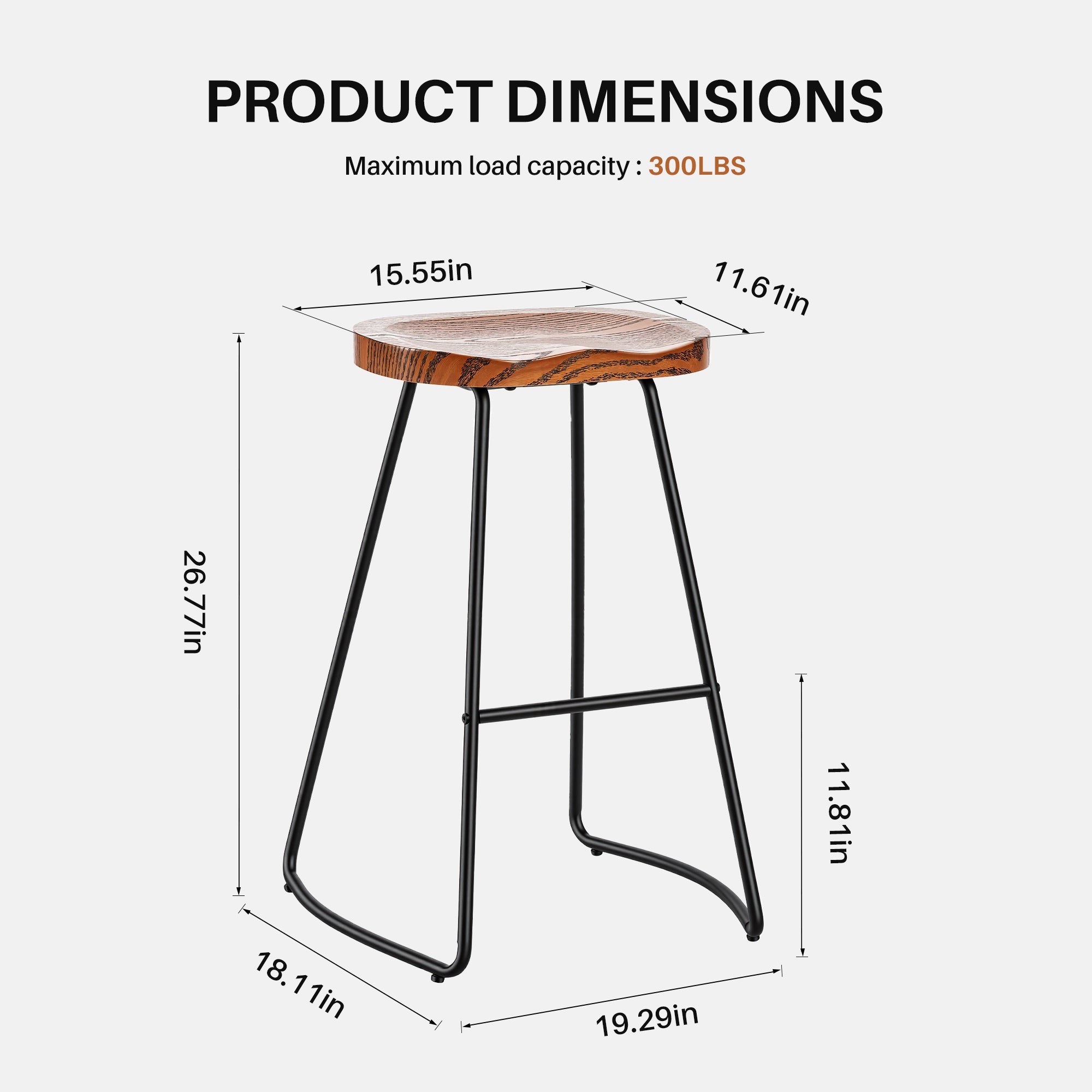 Wooden Counter Height Bar Stool