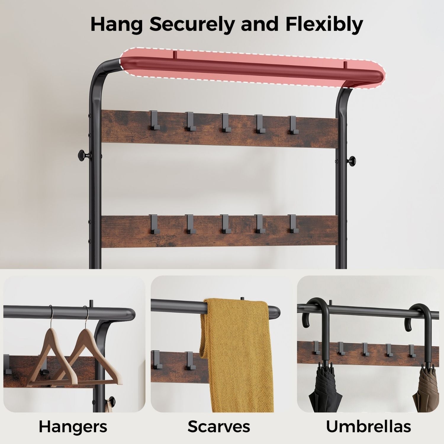WareBay Entryway Hall Tree | Coat Rack, Shoe Bench & Storage Shelves with Hooks