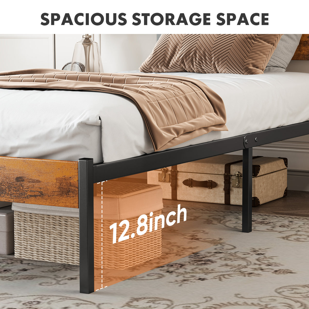 Metal Platform Bed Frame with Headboard & Footboard – No Box Spring Needed, 800 lb Capacity, Twin/Full/Queen