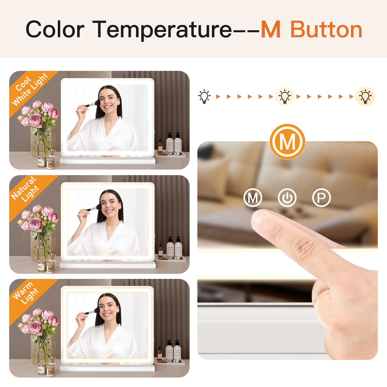 WareBay LED Vanity Mirror with Lights - Dimmable 3 Color Modes