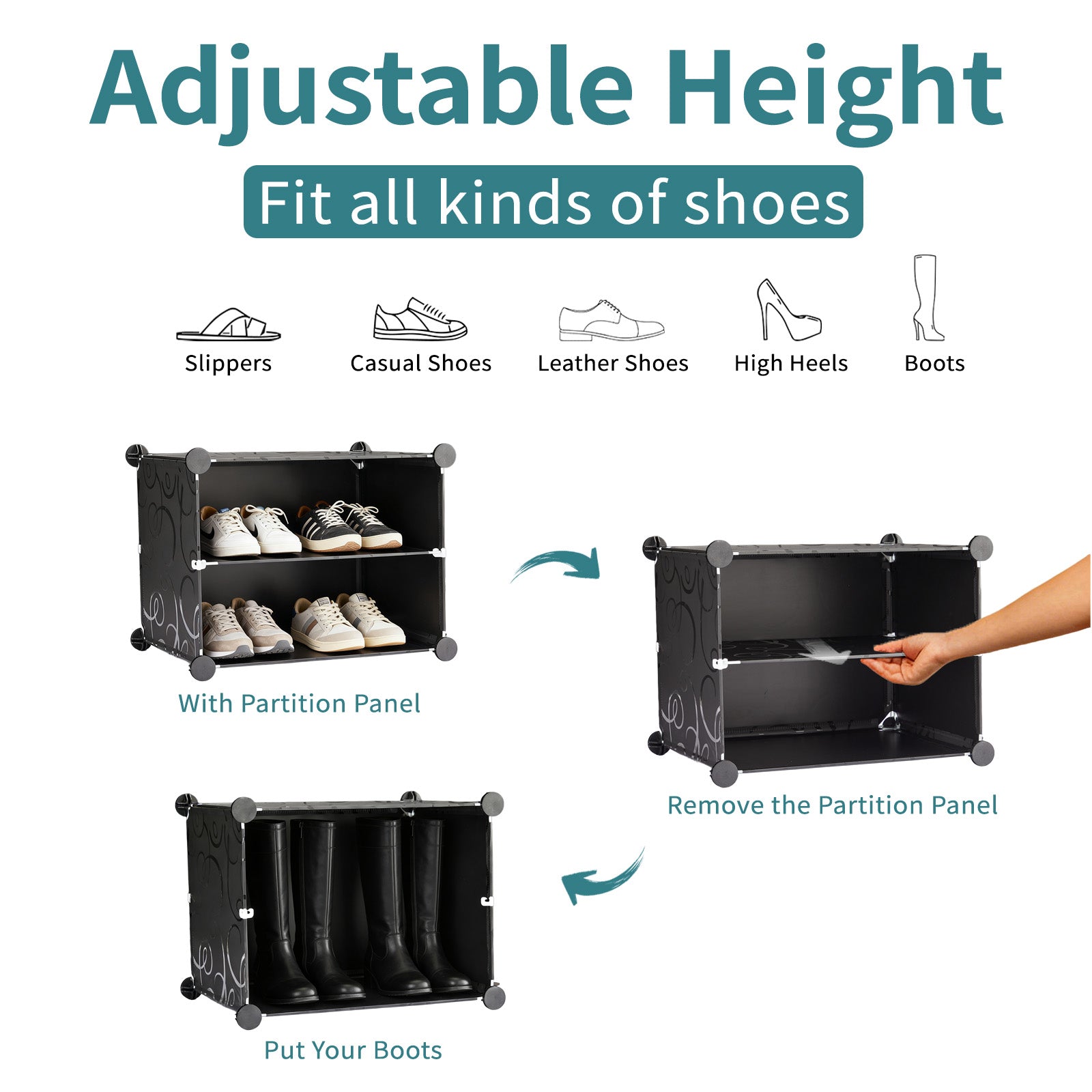 WareBay 6/8-Tier Shoe Cabinet with Door – Stackable Shoe Rack Storage for Entryway