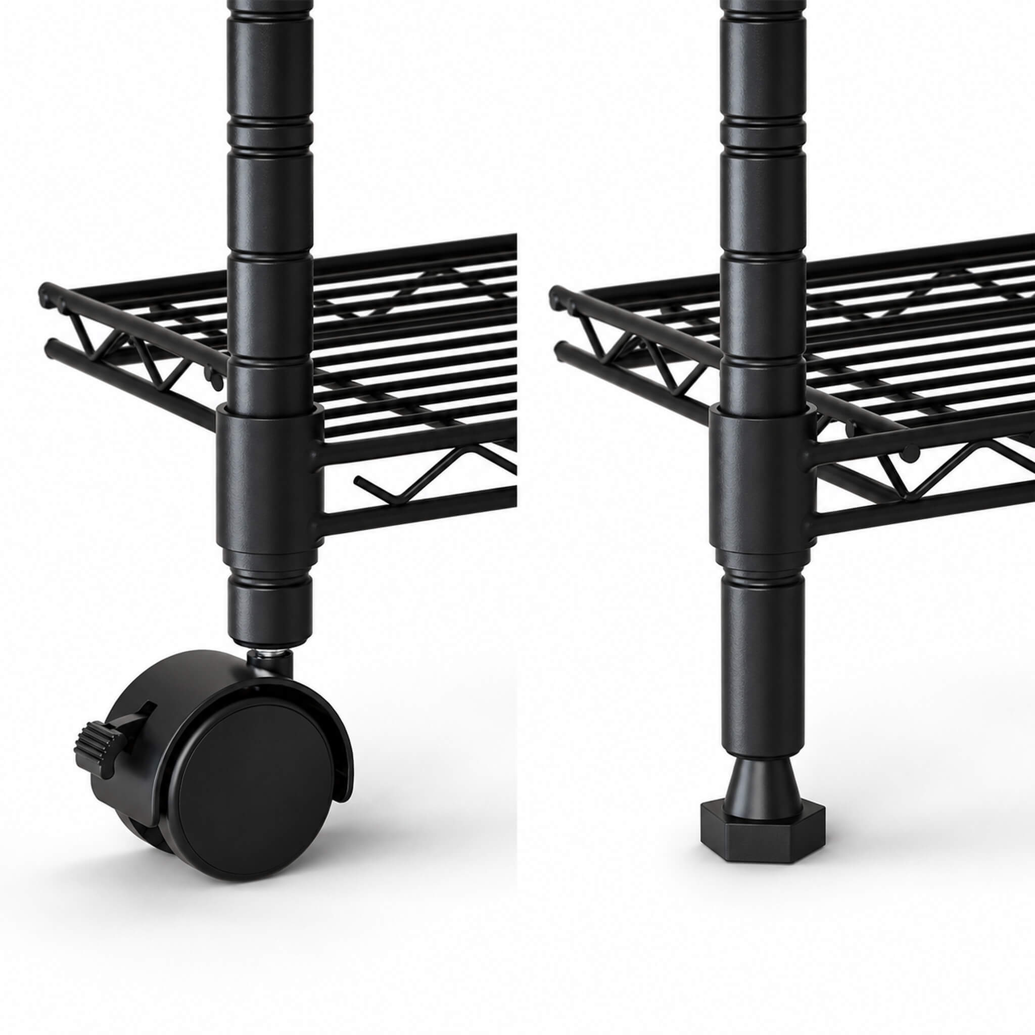 Heavy Duty Rolling Wire Shelving Unit, 3/4/5-Tier Metal Storage Shelf with Wheels