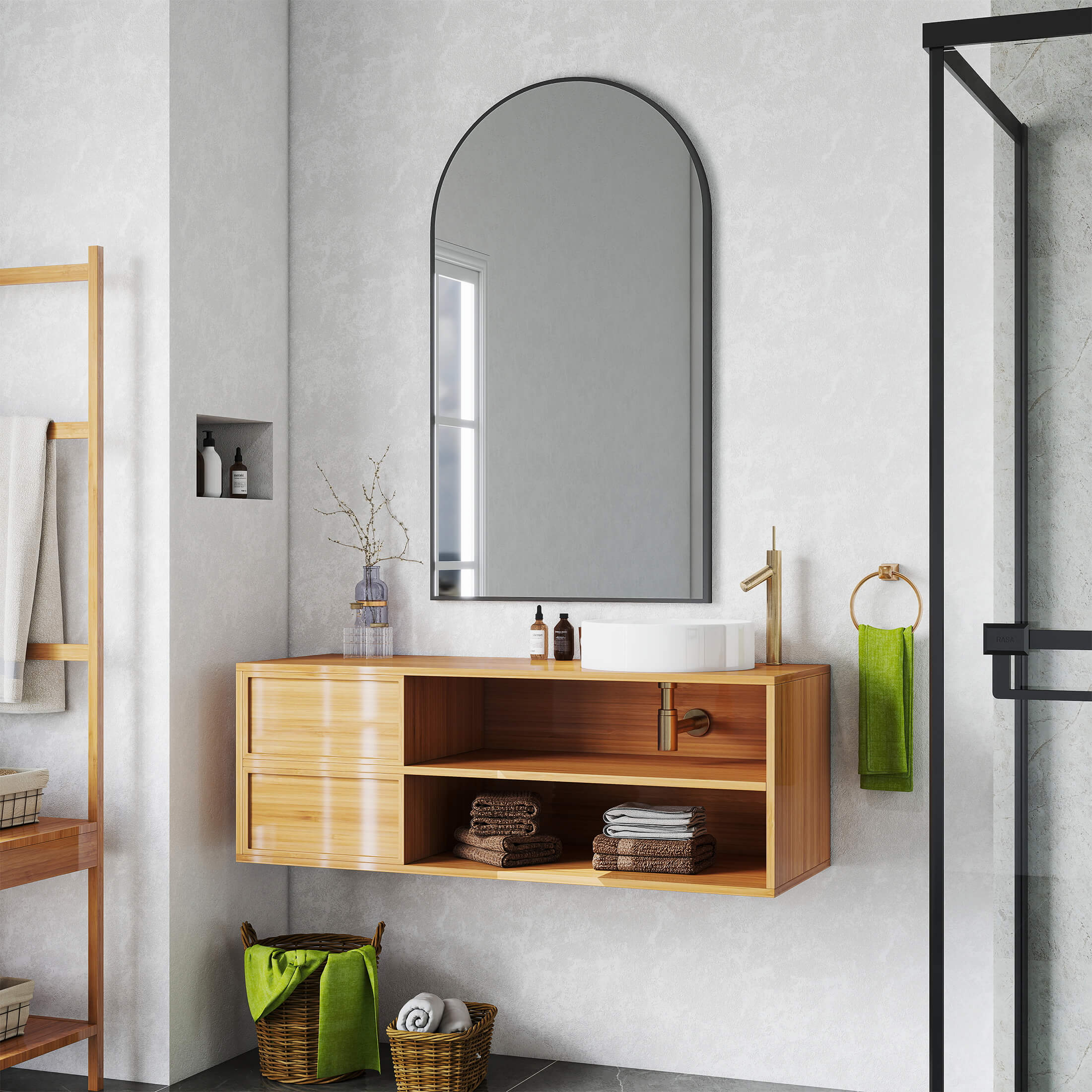Gothic Arch Gold Black Wall Mirror