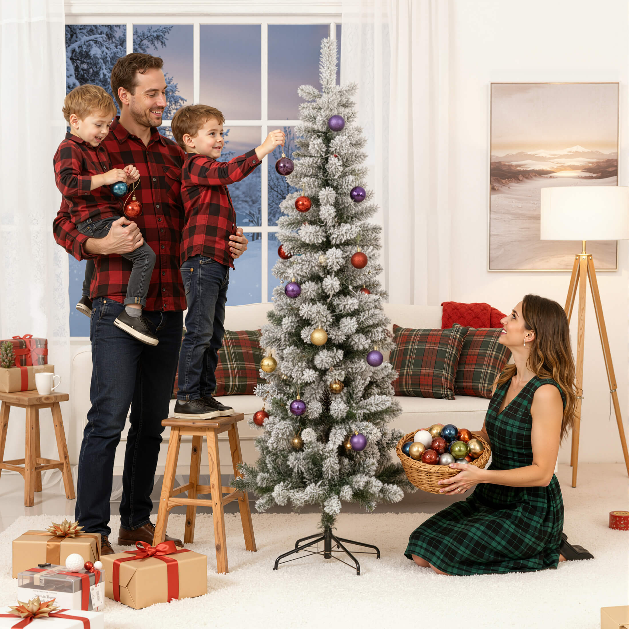 Pre-Lit Artificial Fir Christmas Pencil Tree