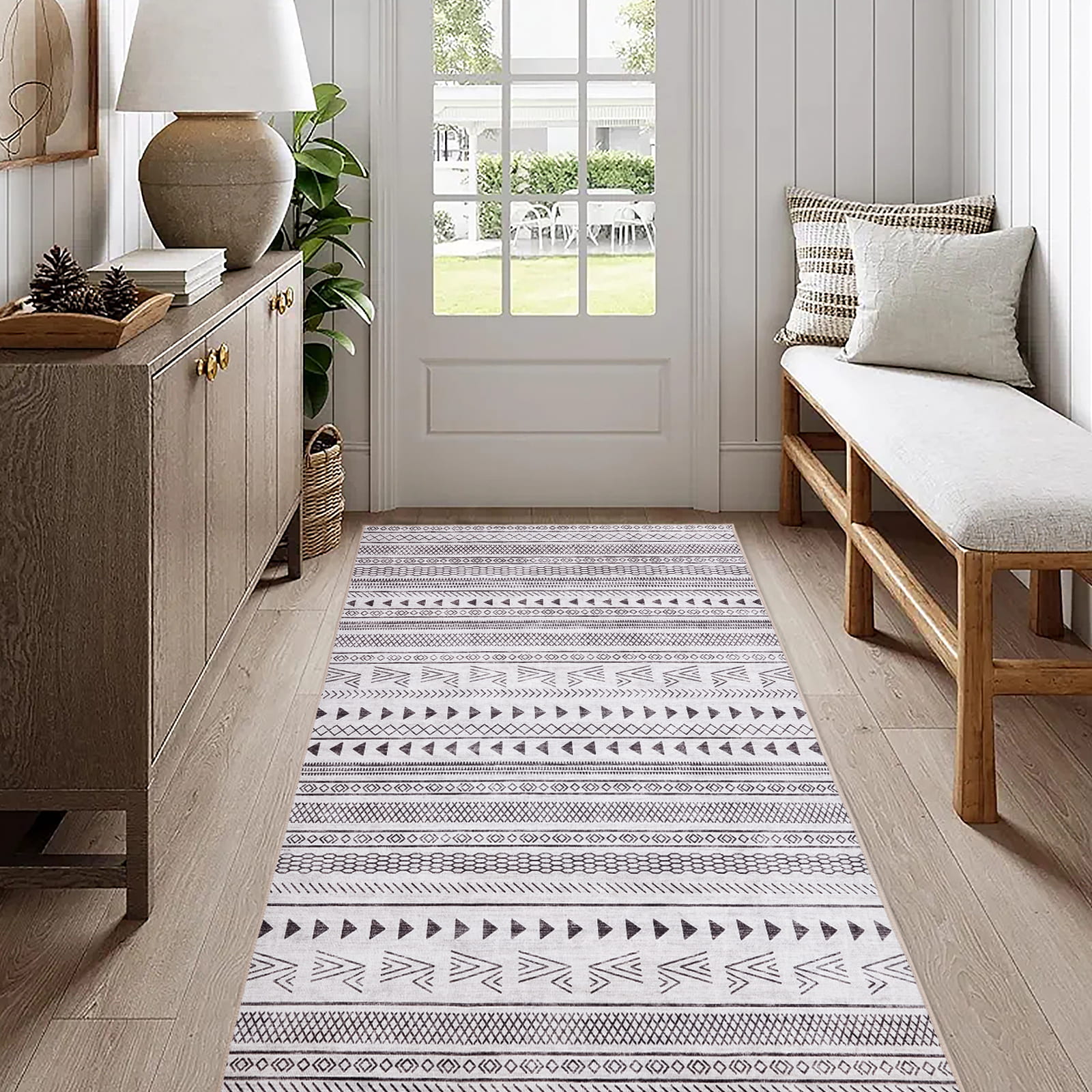 Washable Beige Weave Area Rug