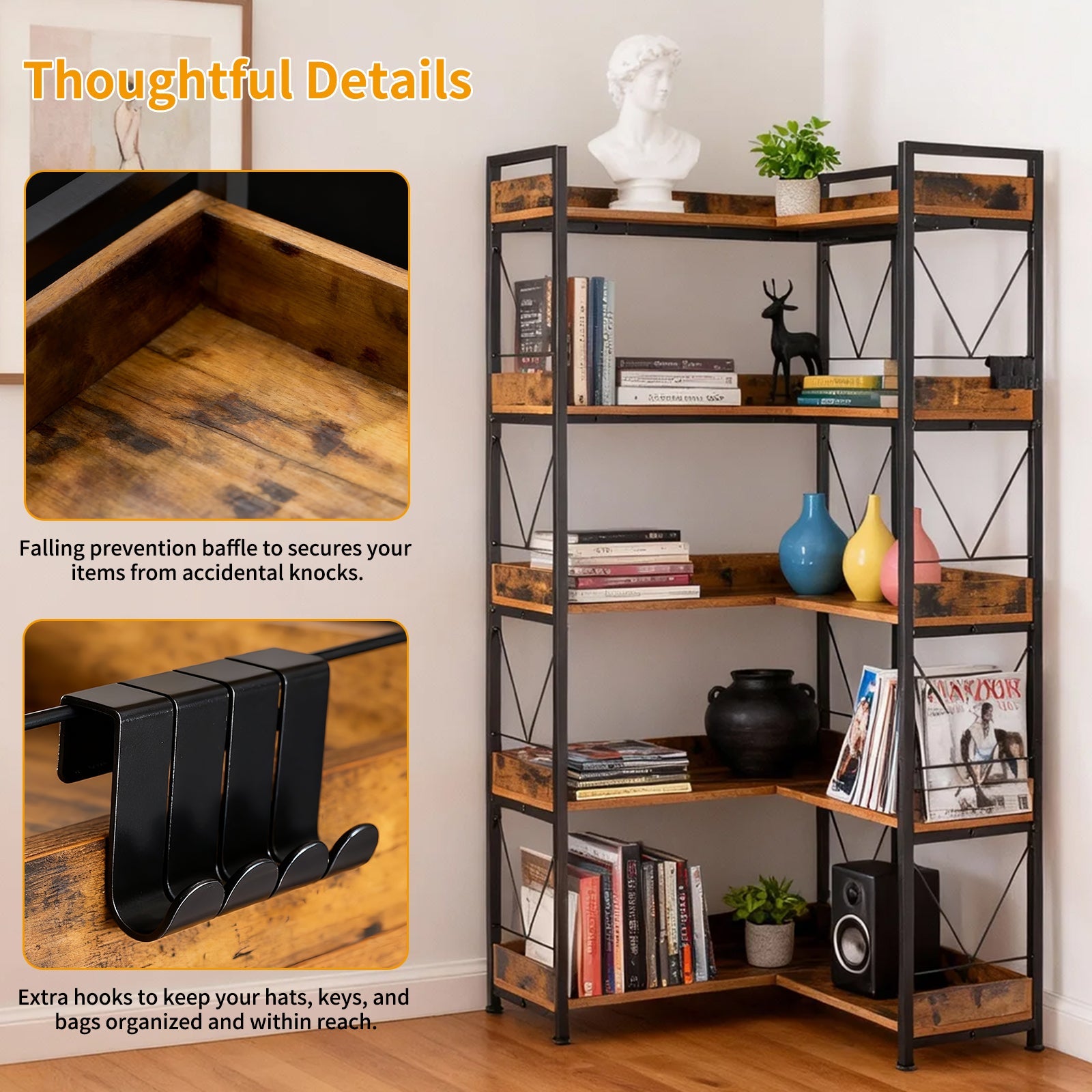 65" 5-Tier L-Shaped Corner Shelf