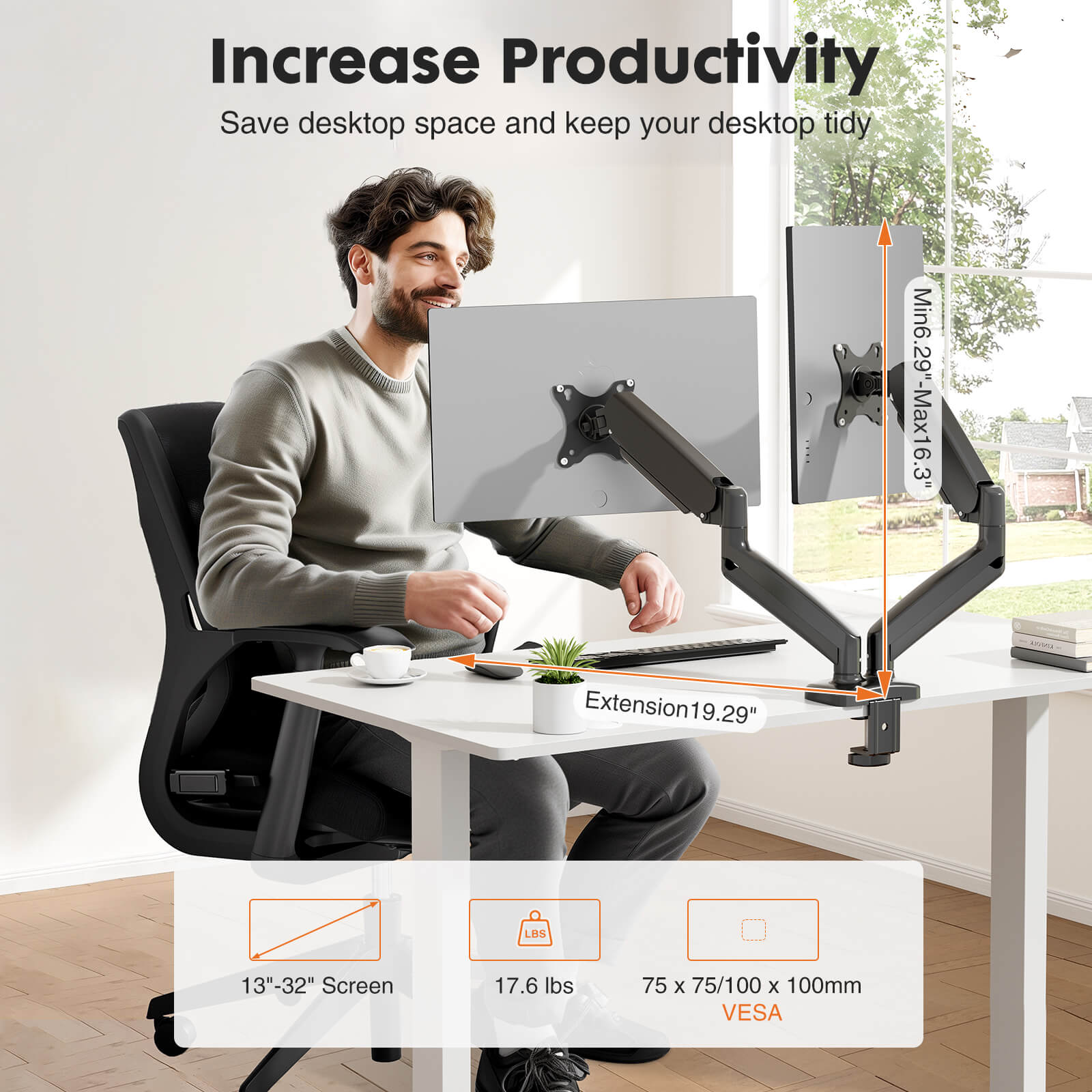 Adjustable Single Monitor Mount Arm