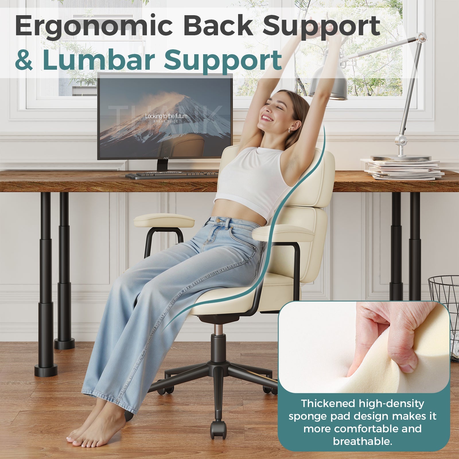 Ergonomic PU Upholstered Office Chair
