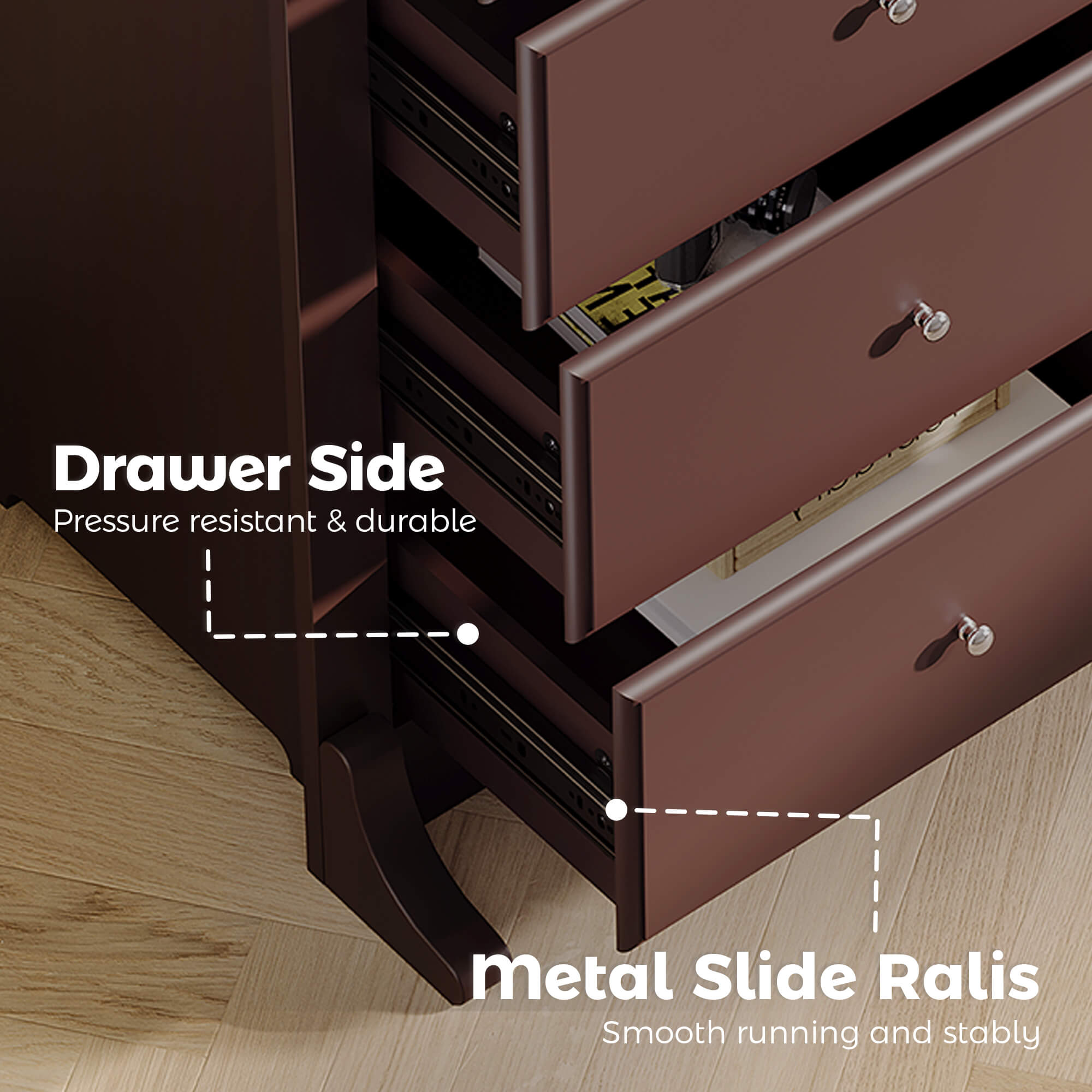 Tall 6-Drawer Wood-Grain Dresser