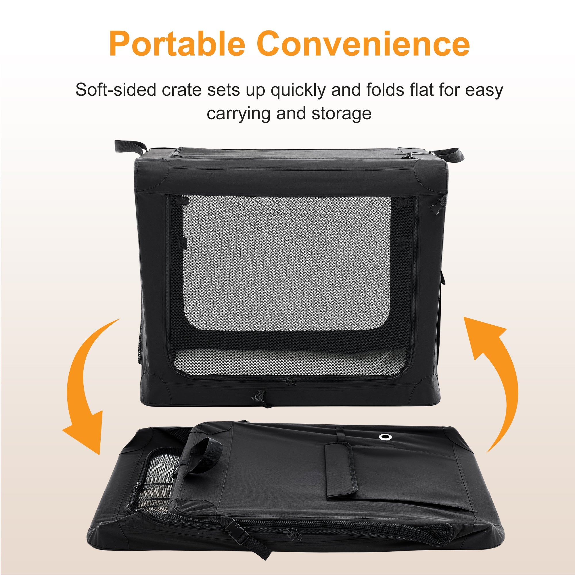 Foldable Soft-Sided Dog Crate with Mesh