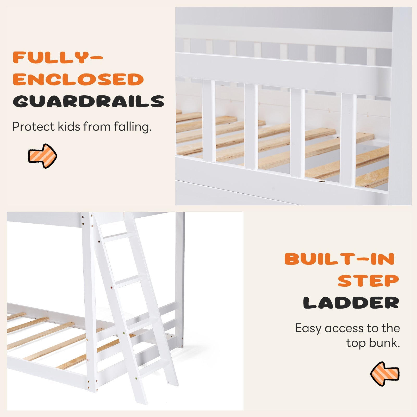Low-Profile Twin House Bunk Bed with Side Ladder