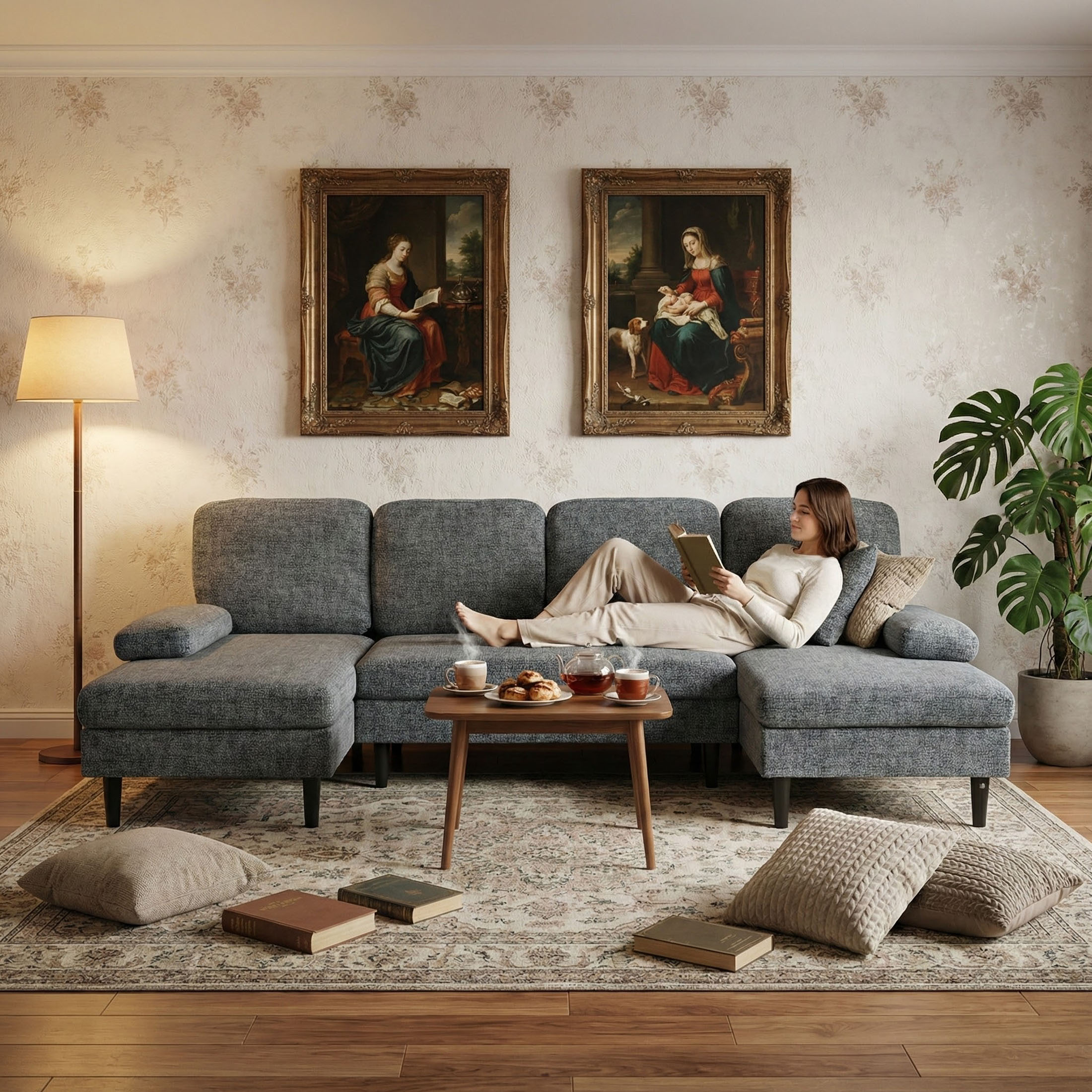 U-Shaped Modular Chenille Sectional Sofa