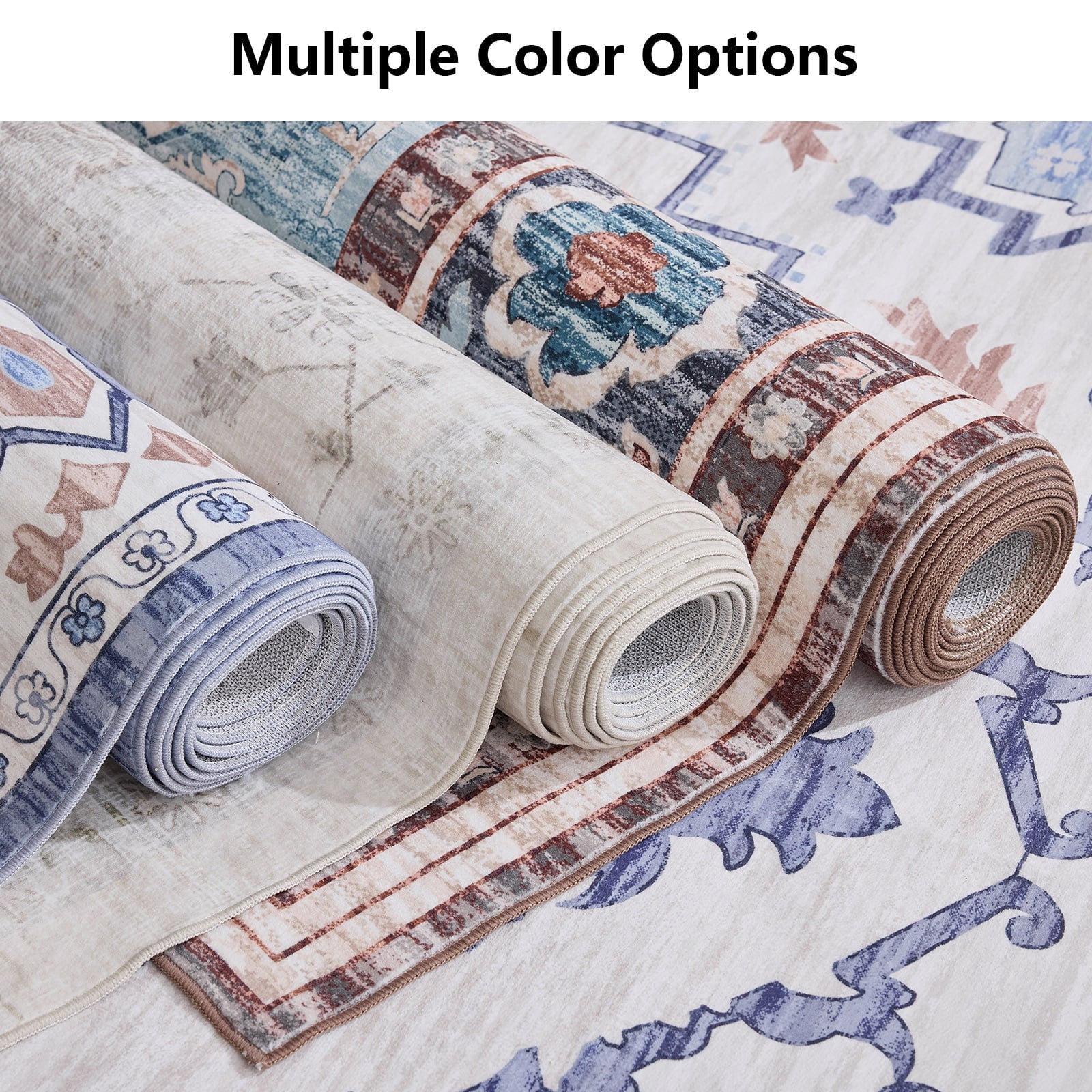 Washable Low-Pile Polyester Area Rug