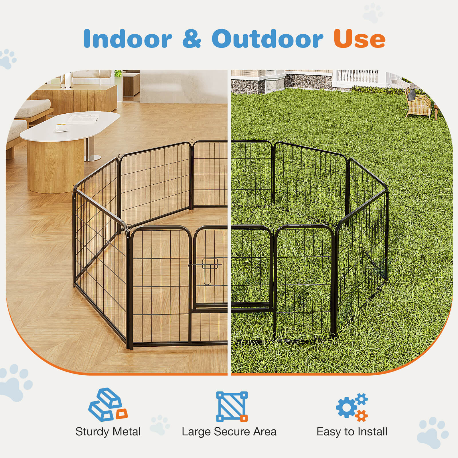 Collapsible Metal Dog Playpen Fence