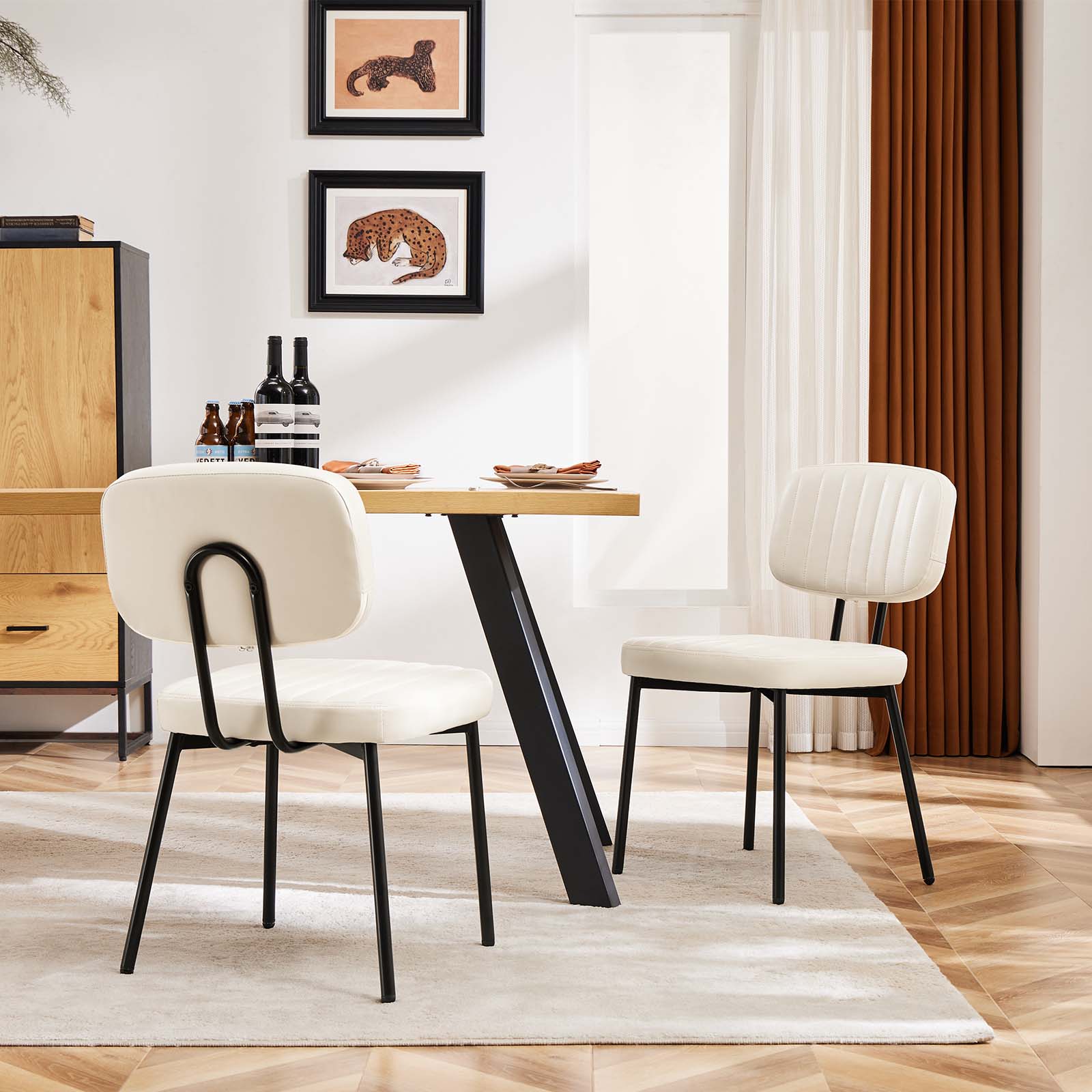 Modern Faux Leather Dining Chairs Set of 2