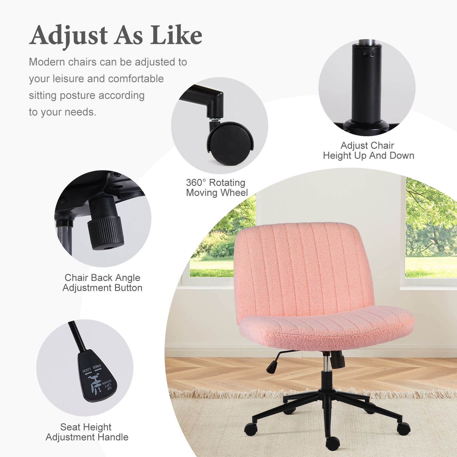 Armless Adjustable Plank Office Chair
