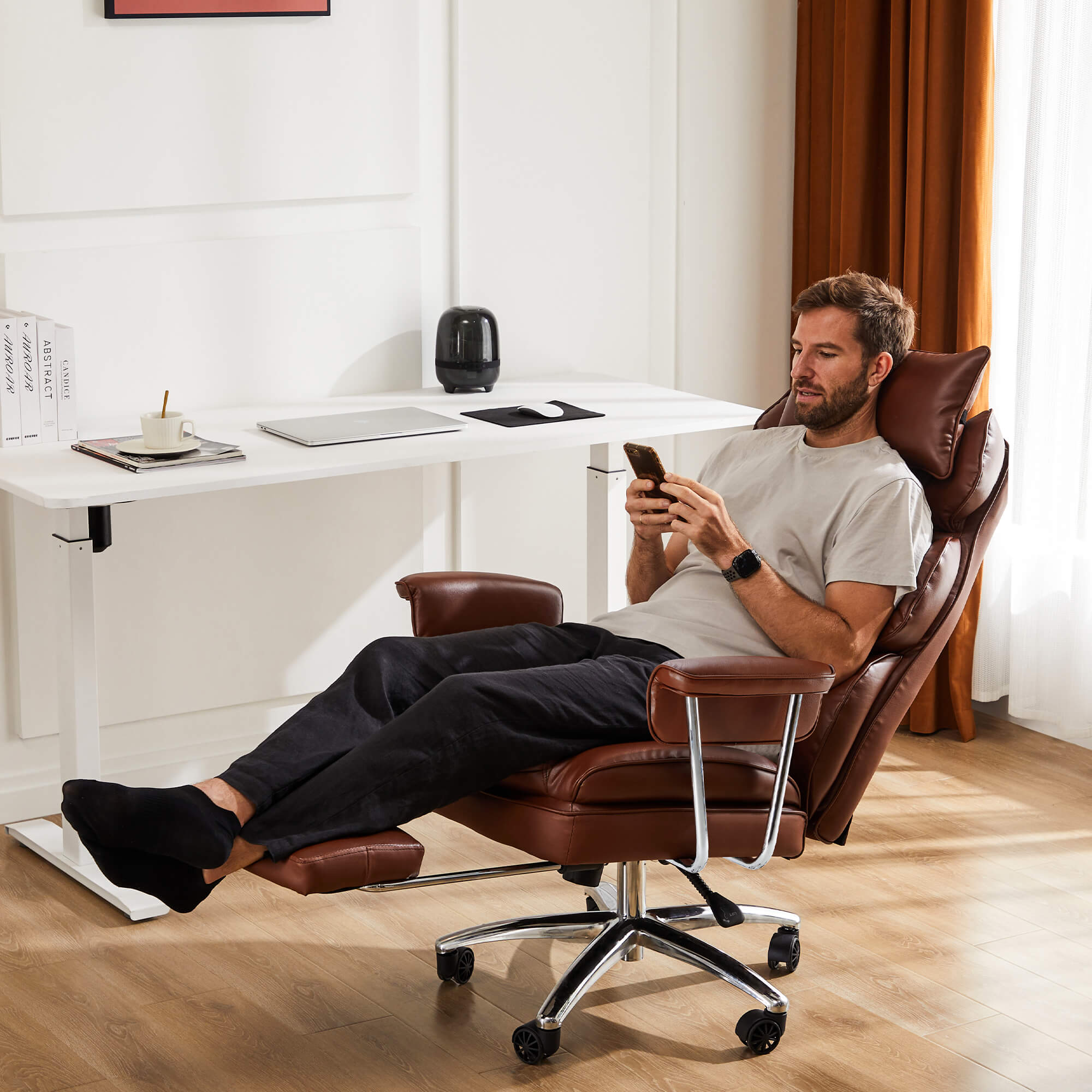 Leather Executive Chair with Footrest