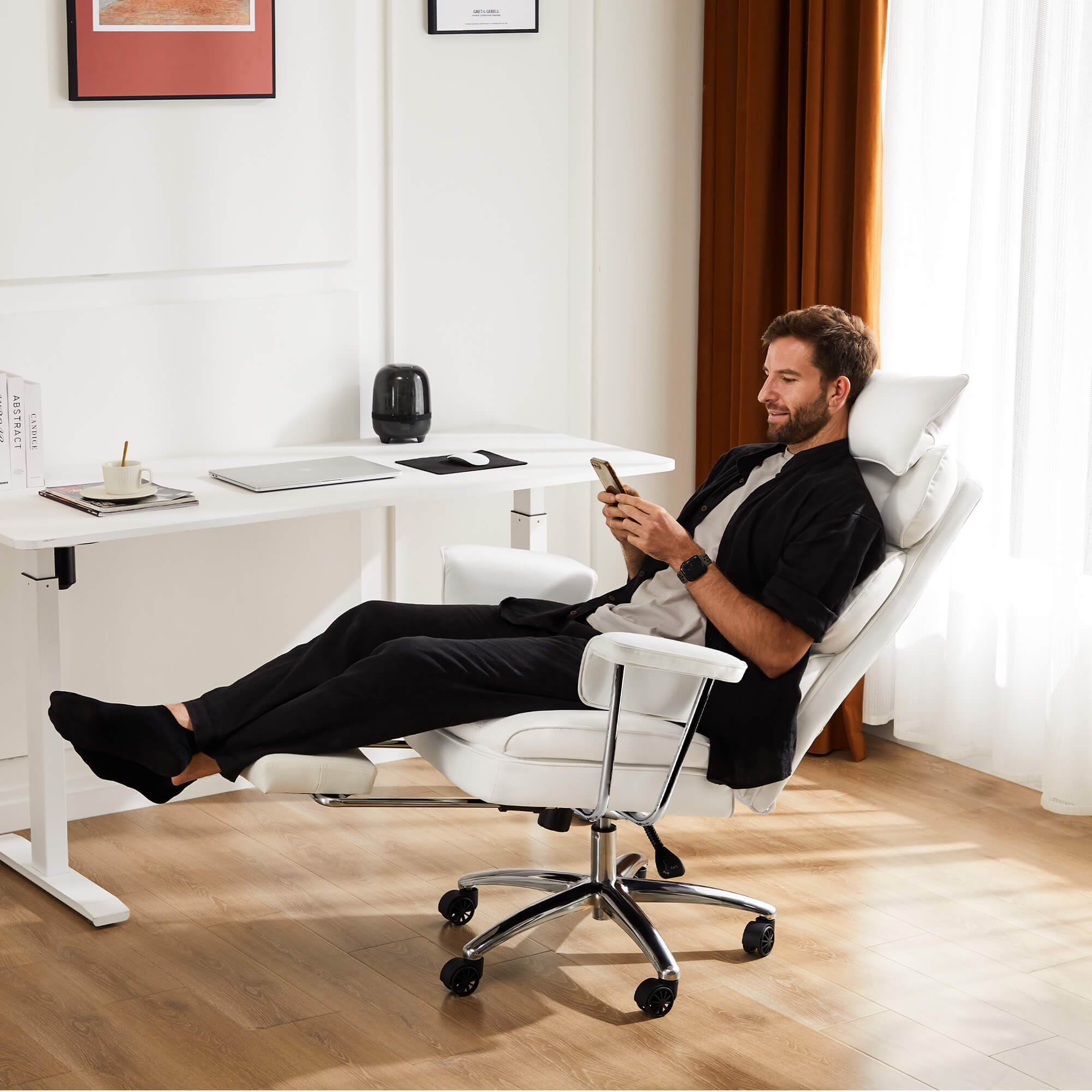 Leather Executive Chair with Footrest