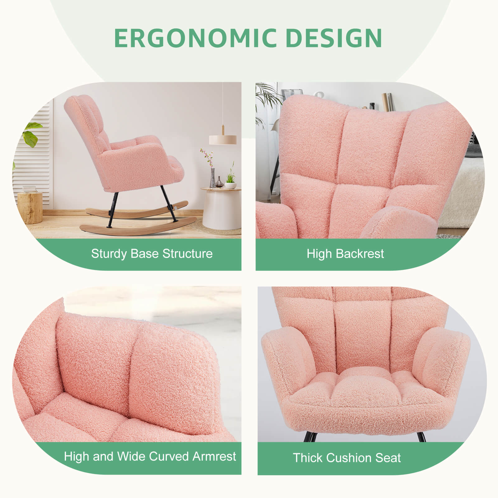 Padded Teddy Upholstered Nursery Rocking Chair