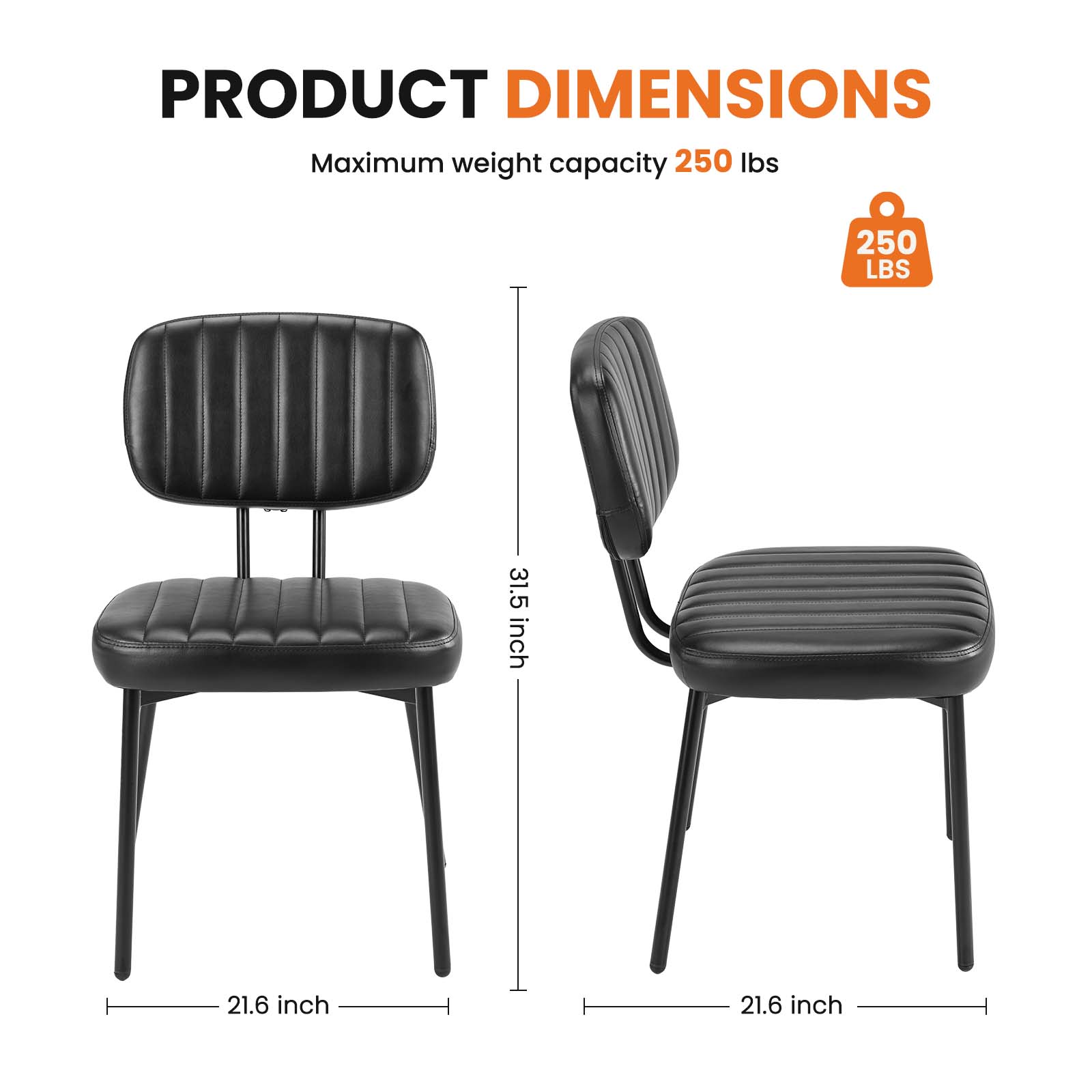 Modern Faux Leather Dining Chairs Set of 2