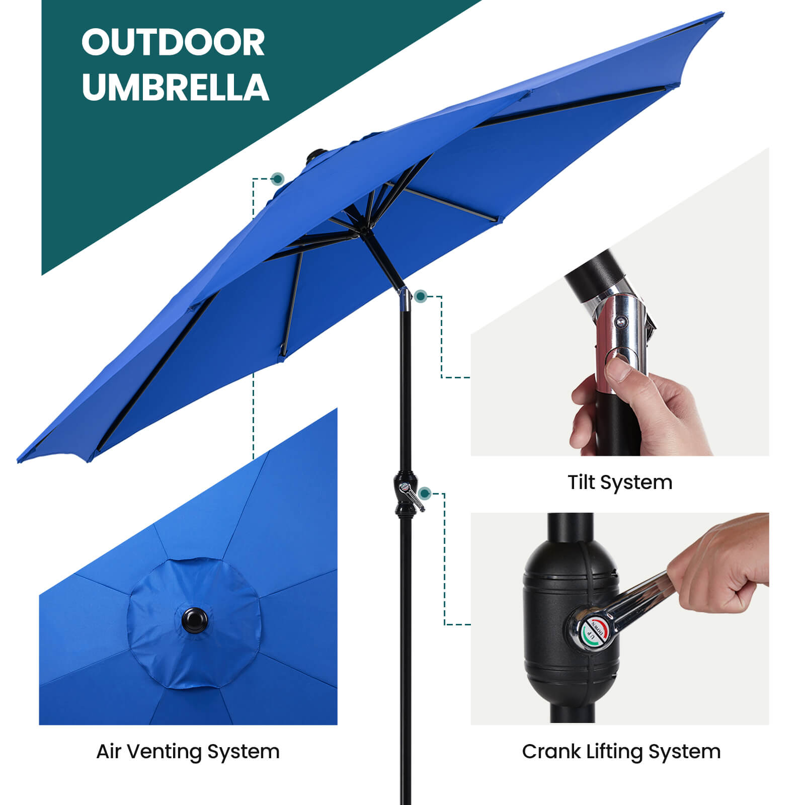 9ft 8-Rib Steel Patio Umbrella