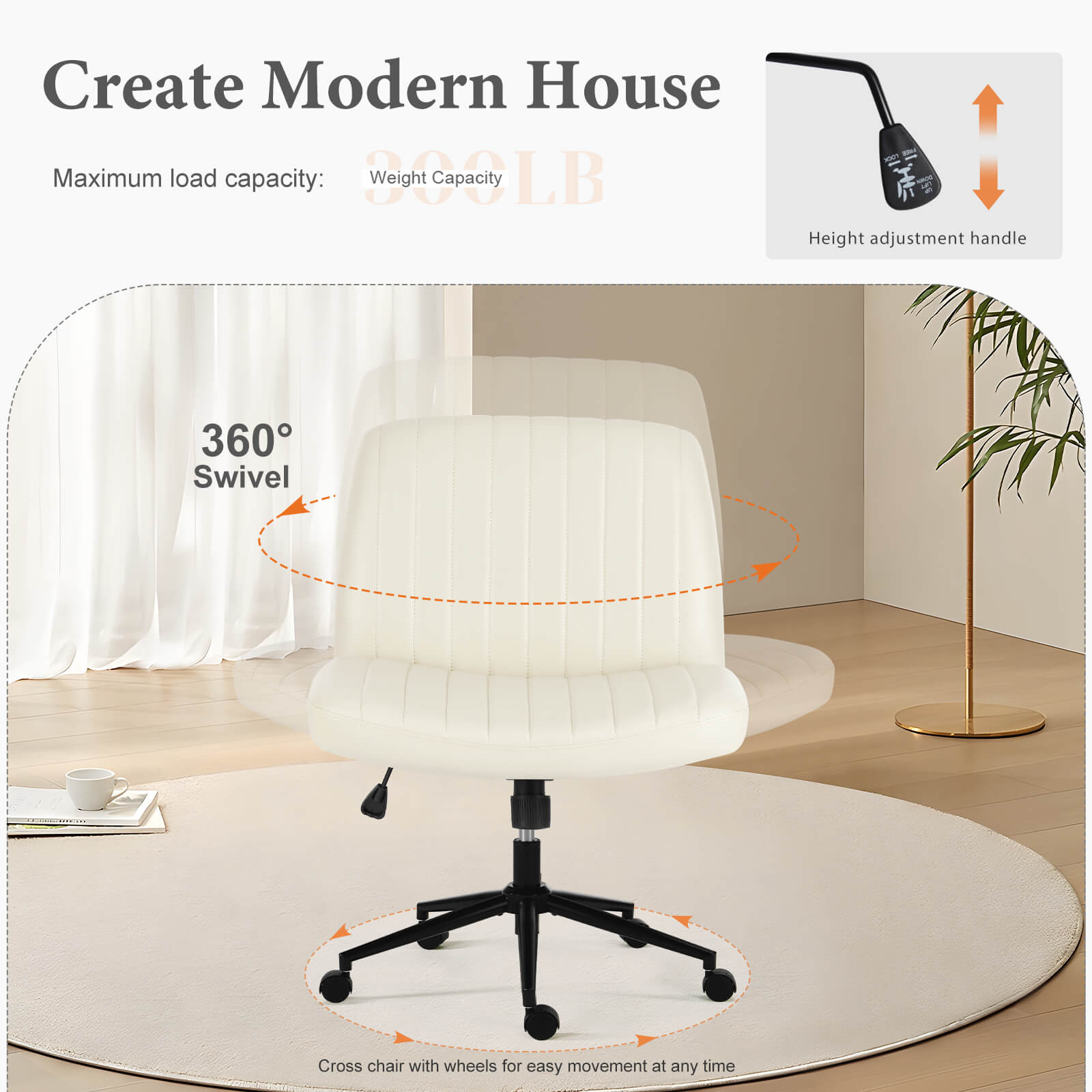 Armless Adjustable Plank Office Chair