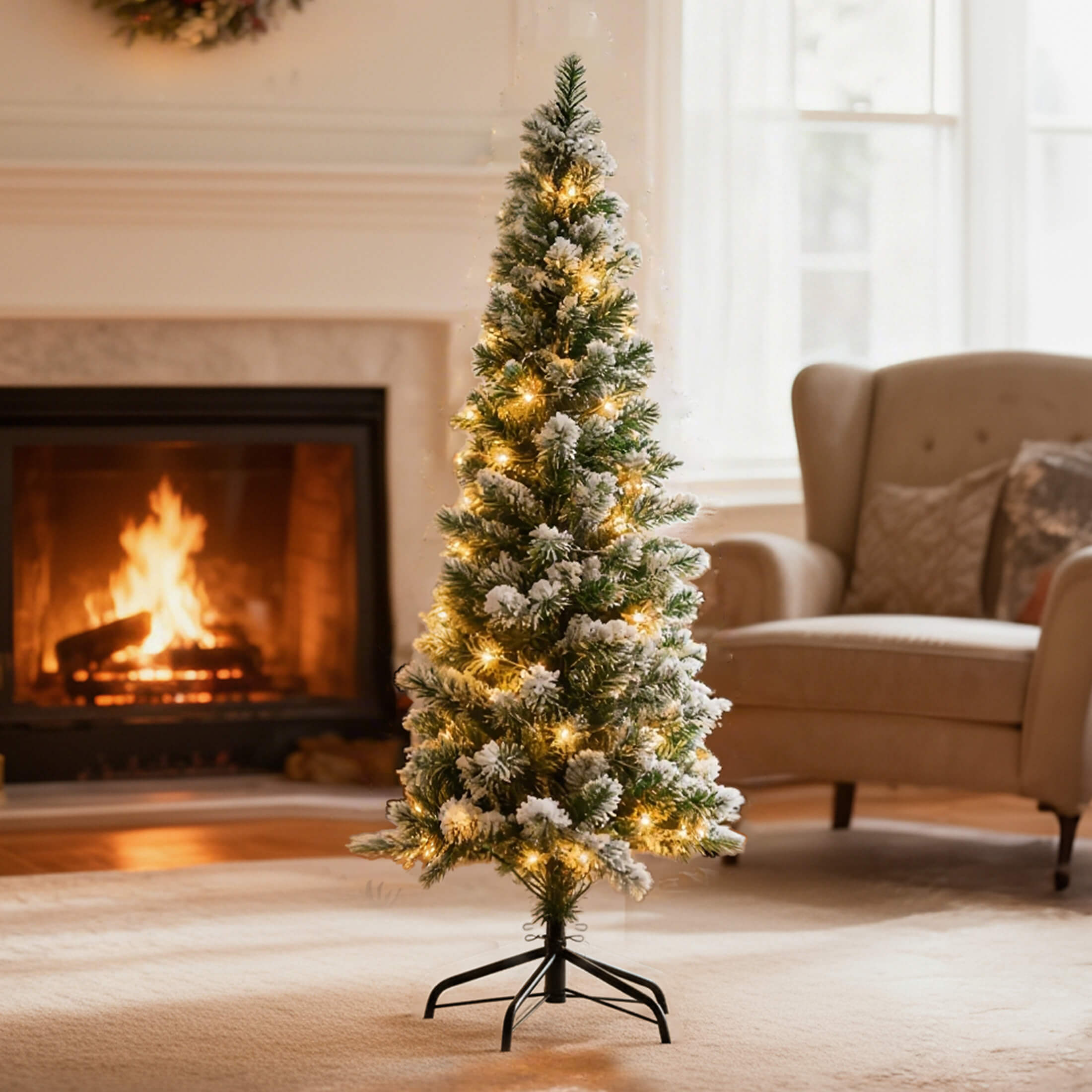Pre-Lit Artificial Fir Christmas Pencil Tree
