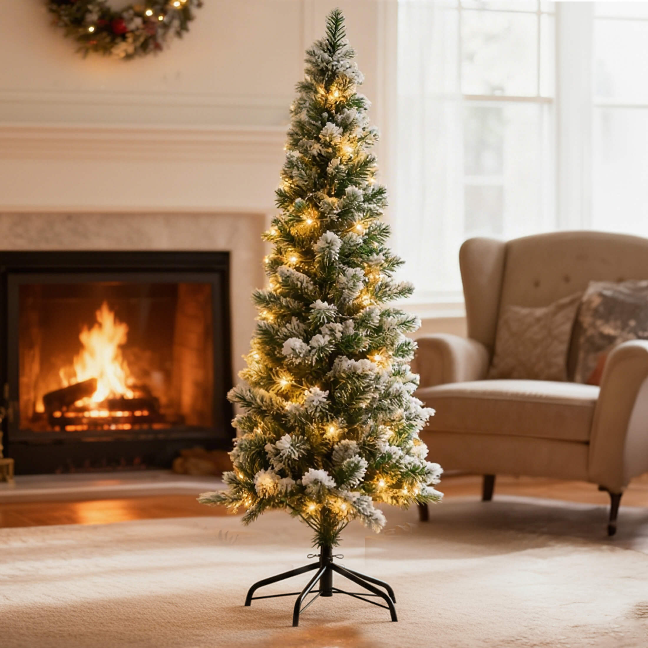 Pre-Lit Artificial Fir Christmas Pencil Tree