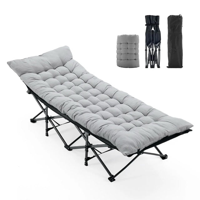 6-Position Adjustable Folding Camping Cot with Mattress – Supports 450 lbs