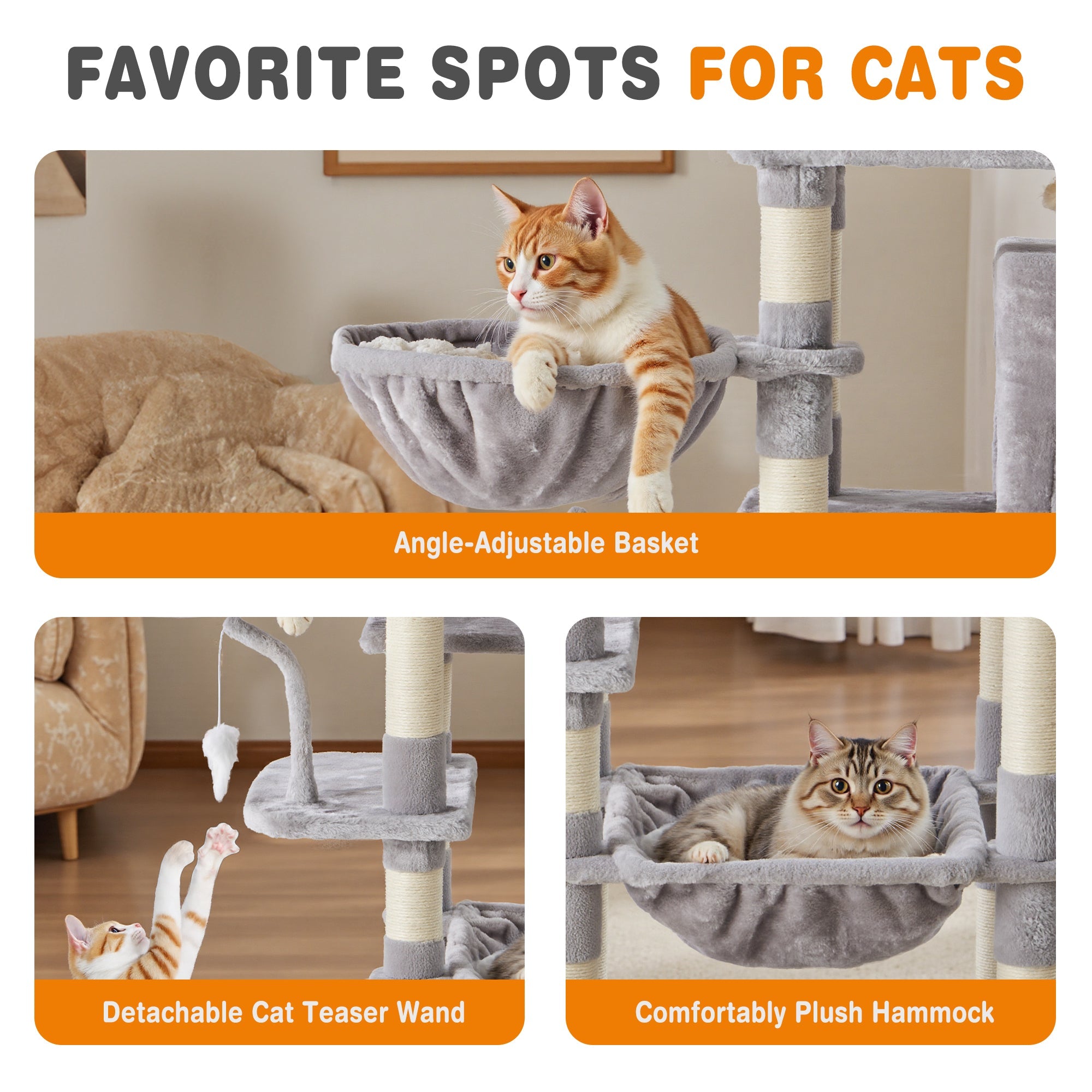 71" Seven-Level Dark Gray Cat Tree