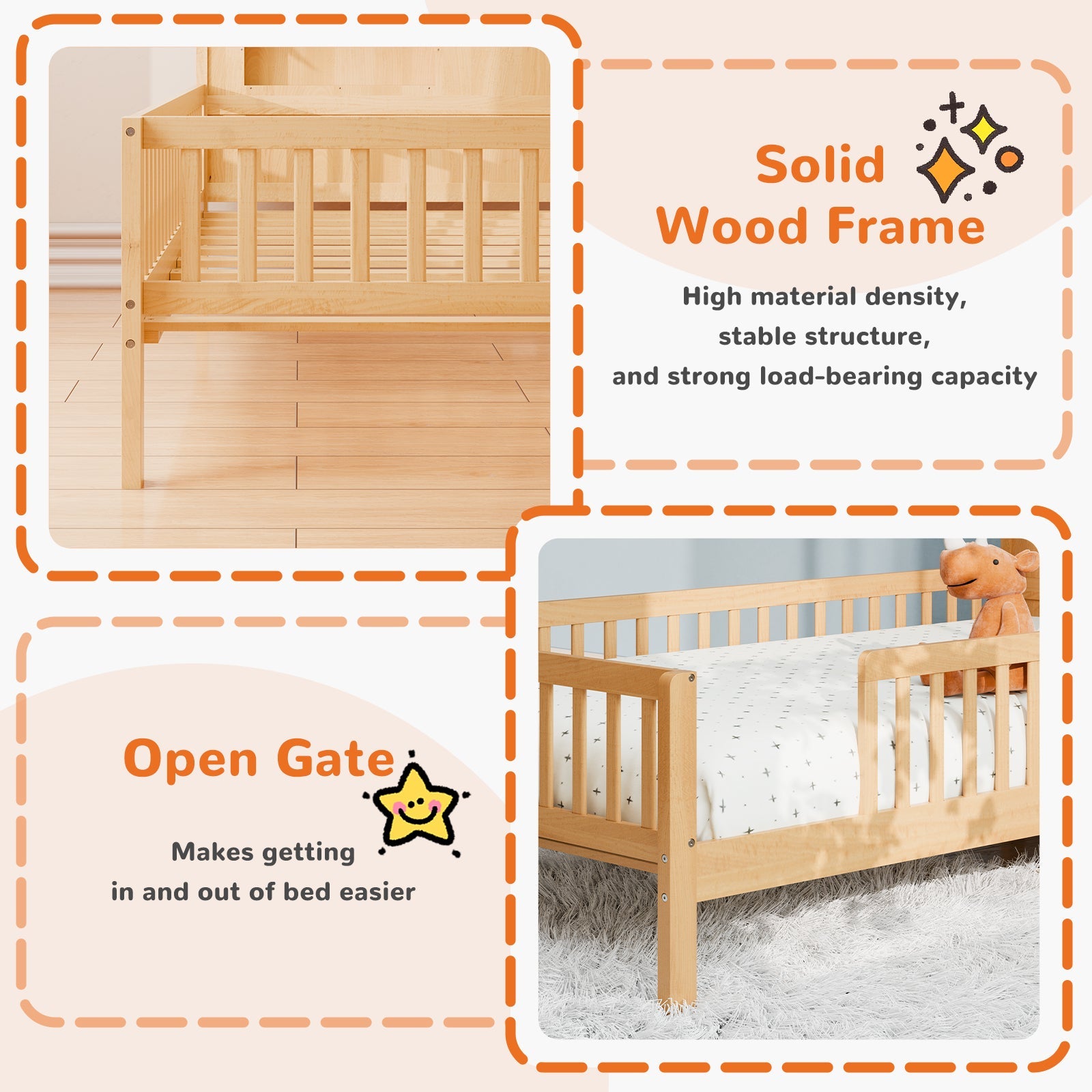 Solid Wood Twin House Bed Frame