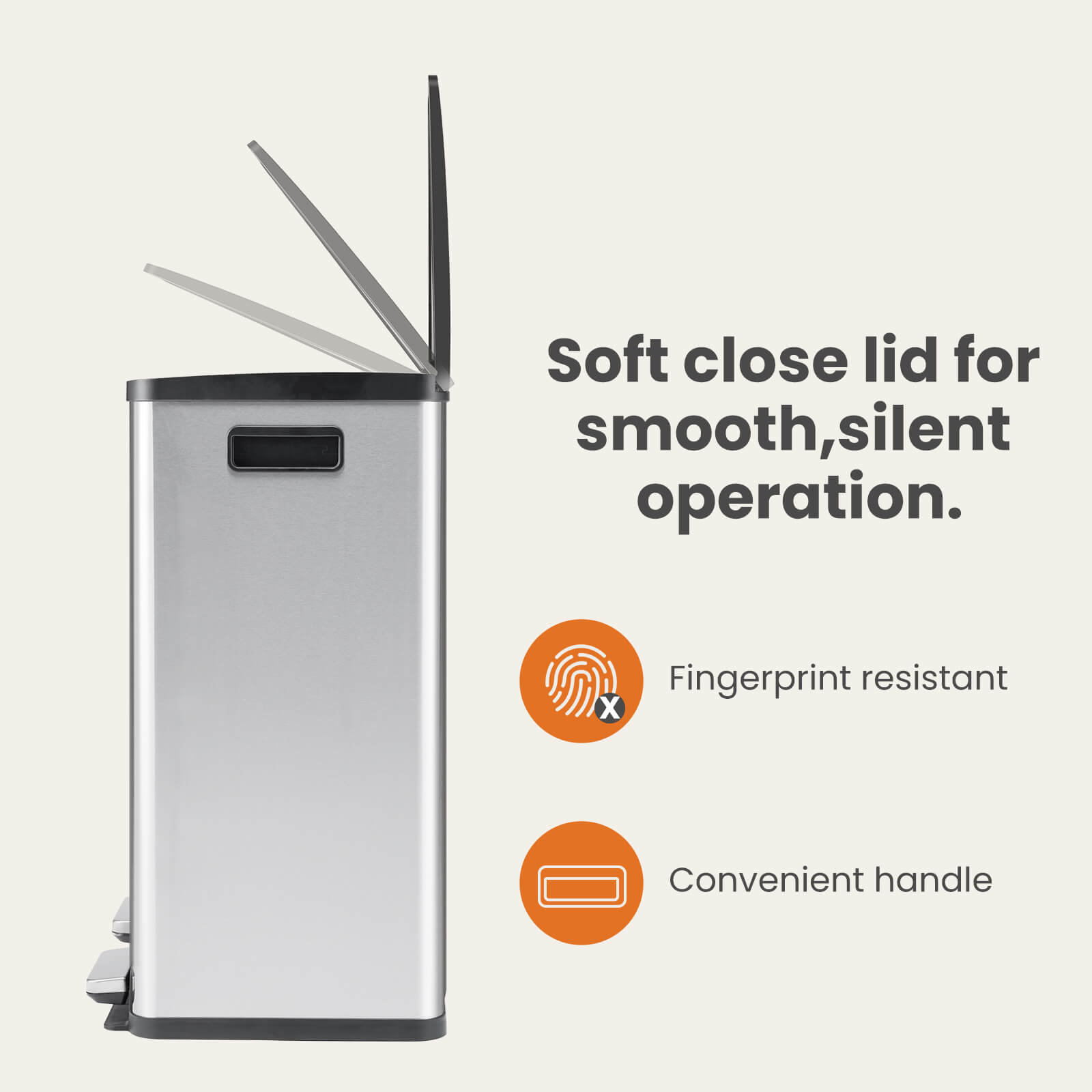Stainless Steel 16-Gallon Pedal Trash Can