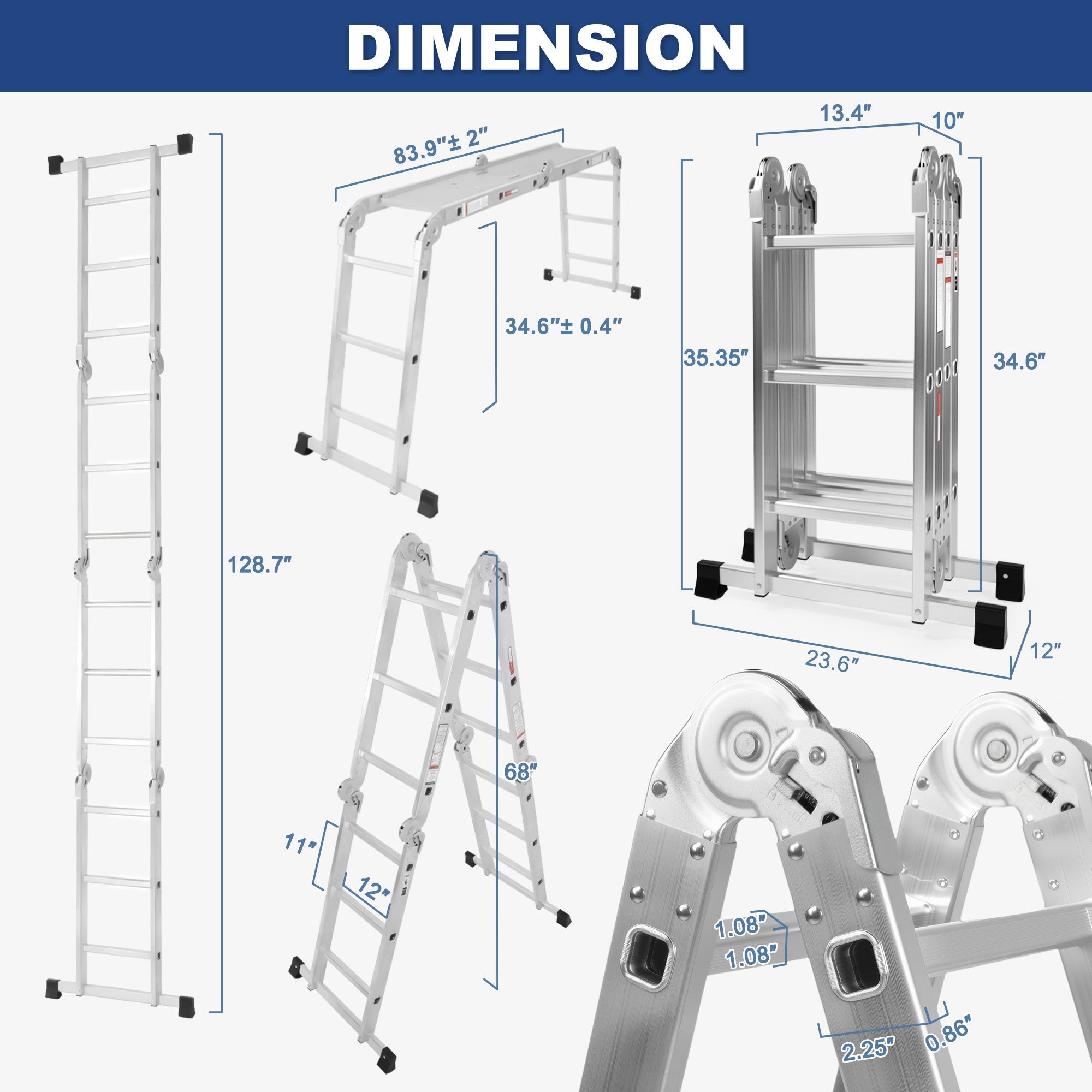 7-in-1 Aluminum Folding Extension Ladder