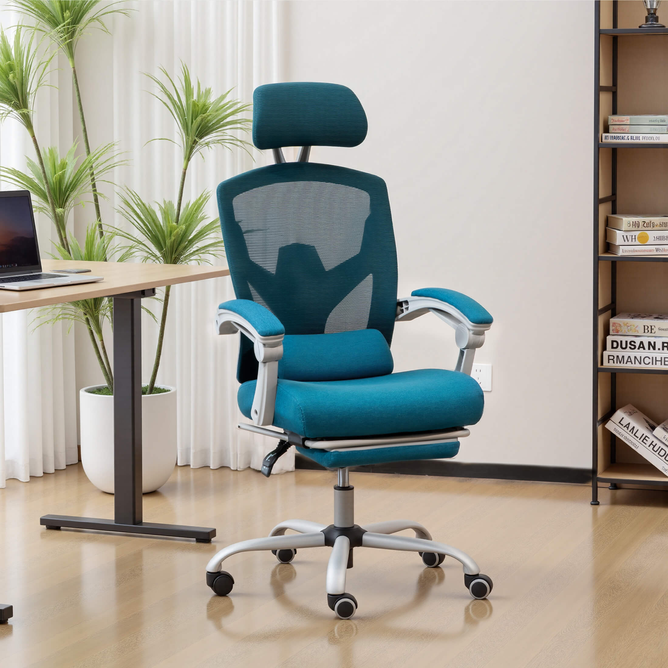 Retractable Footrest Swivel Office Chair