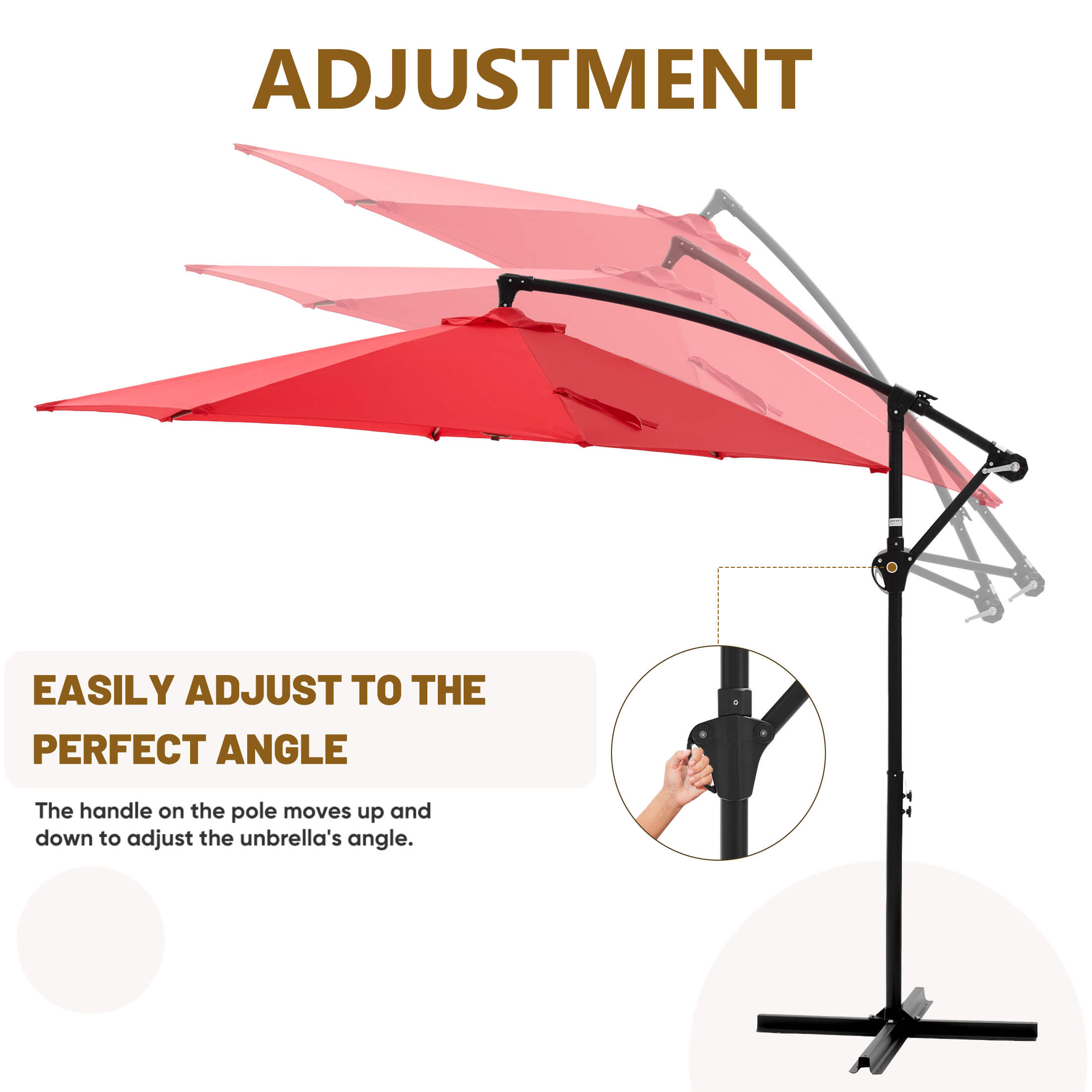 10ft Cantilever Patio Umbrella for Garden, Backyard, Poolside