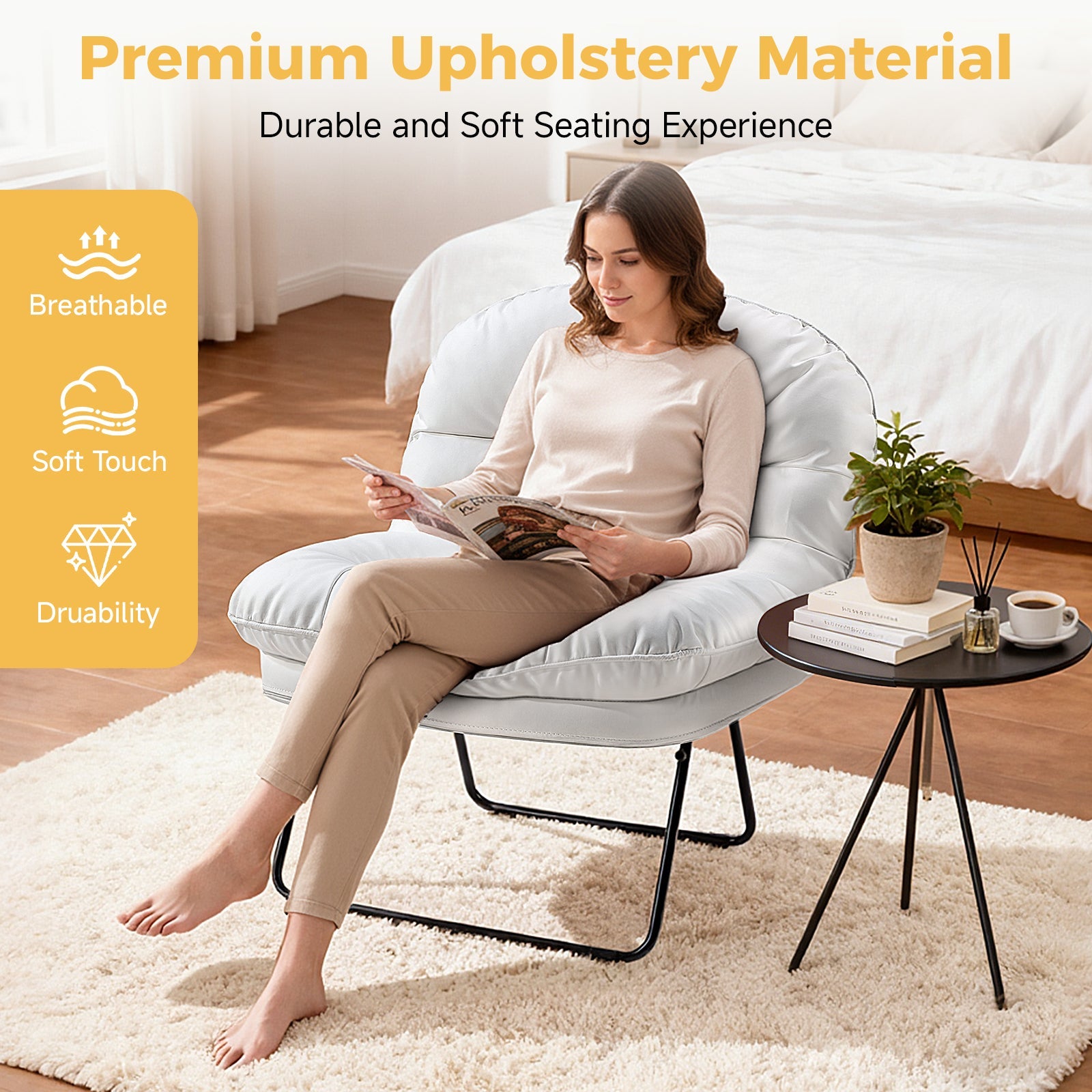 Foldable Cushioned Saucer Lounge Chair