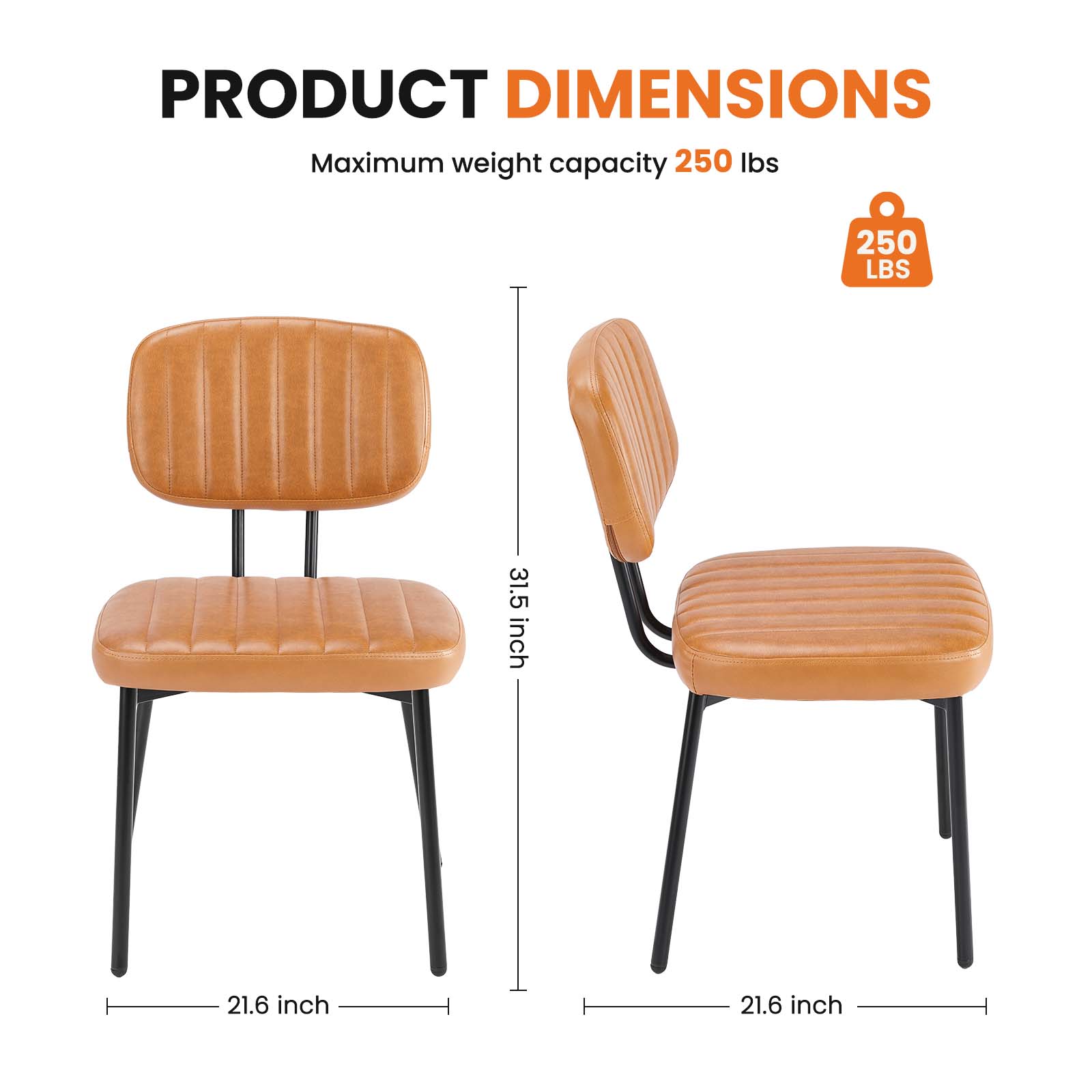 Modern Faux Leather Dining Chairs Set of 2