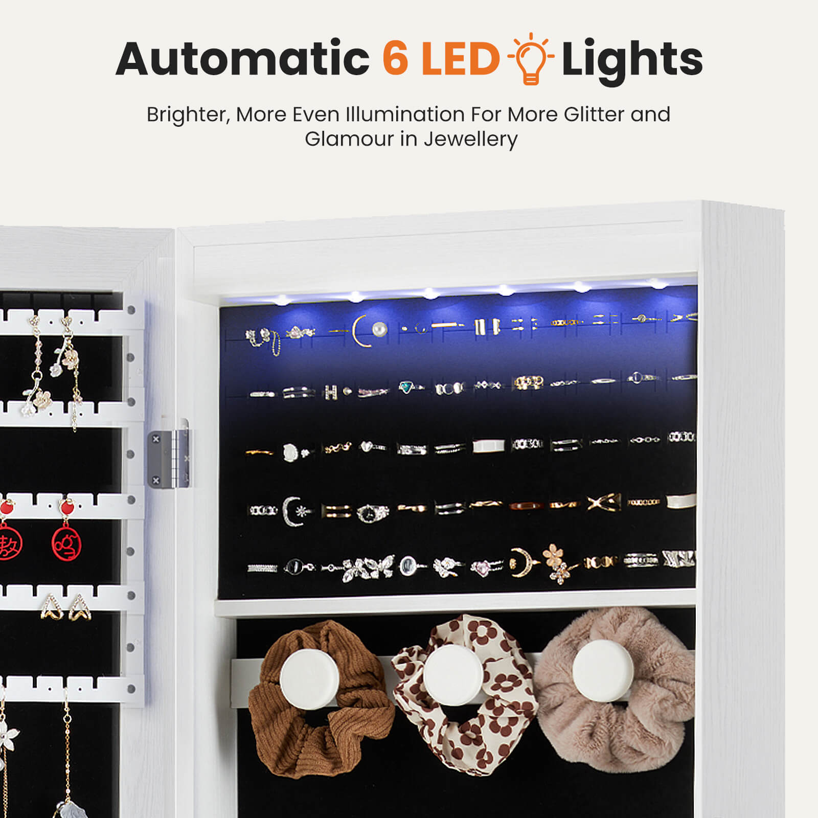 Hangable Jewelry Cabinet with Mirror
