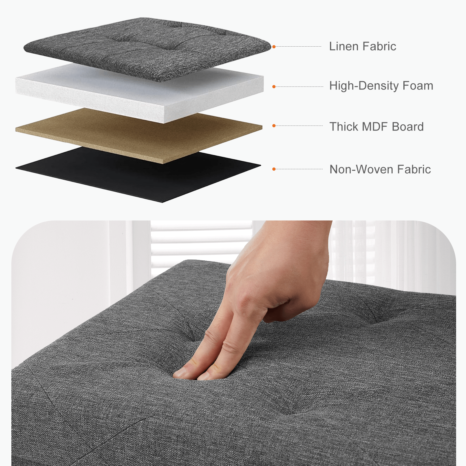 Foldable Linen Storage Ottoman Bench