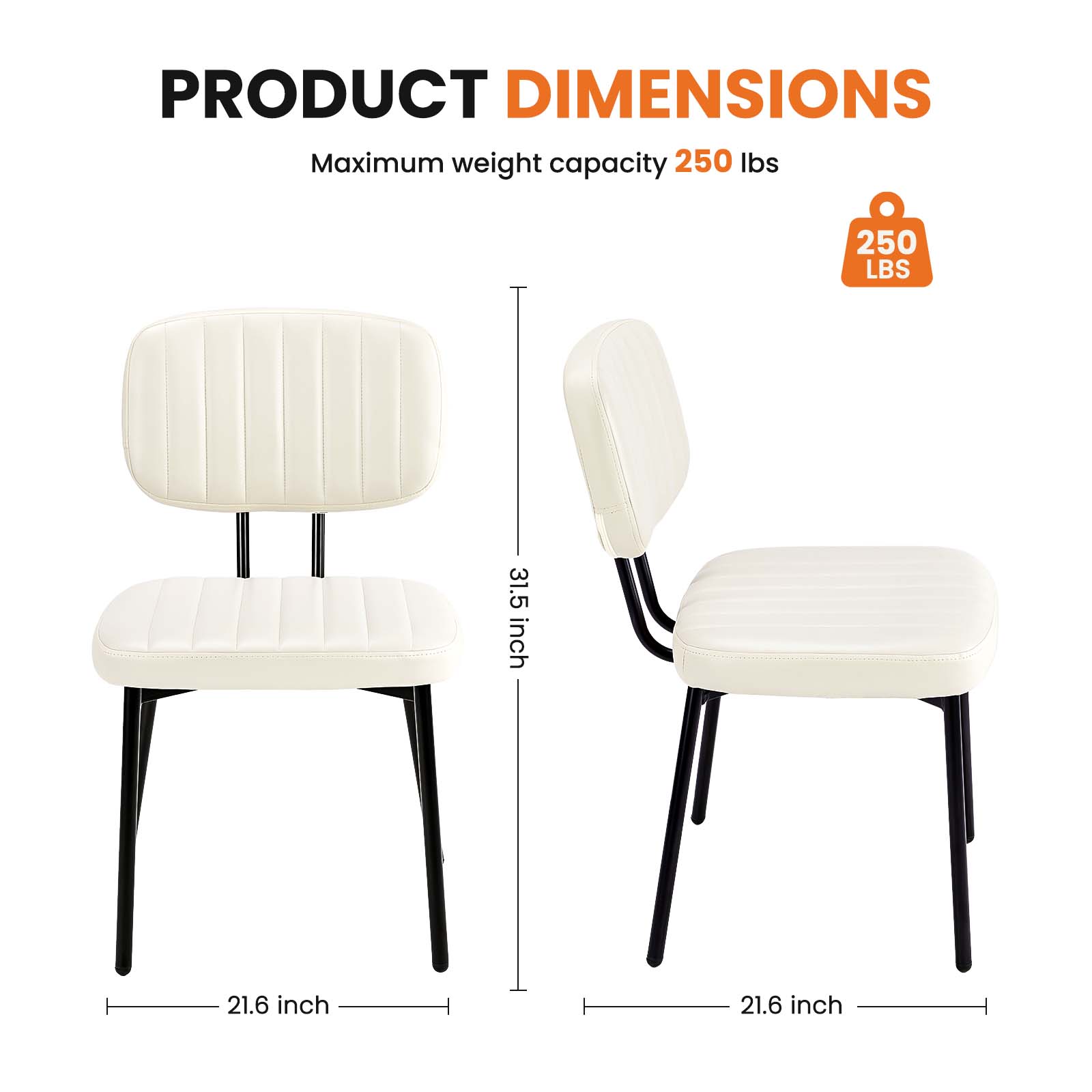 Modern Faux Leather Dining Chairs Set of 2