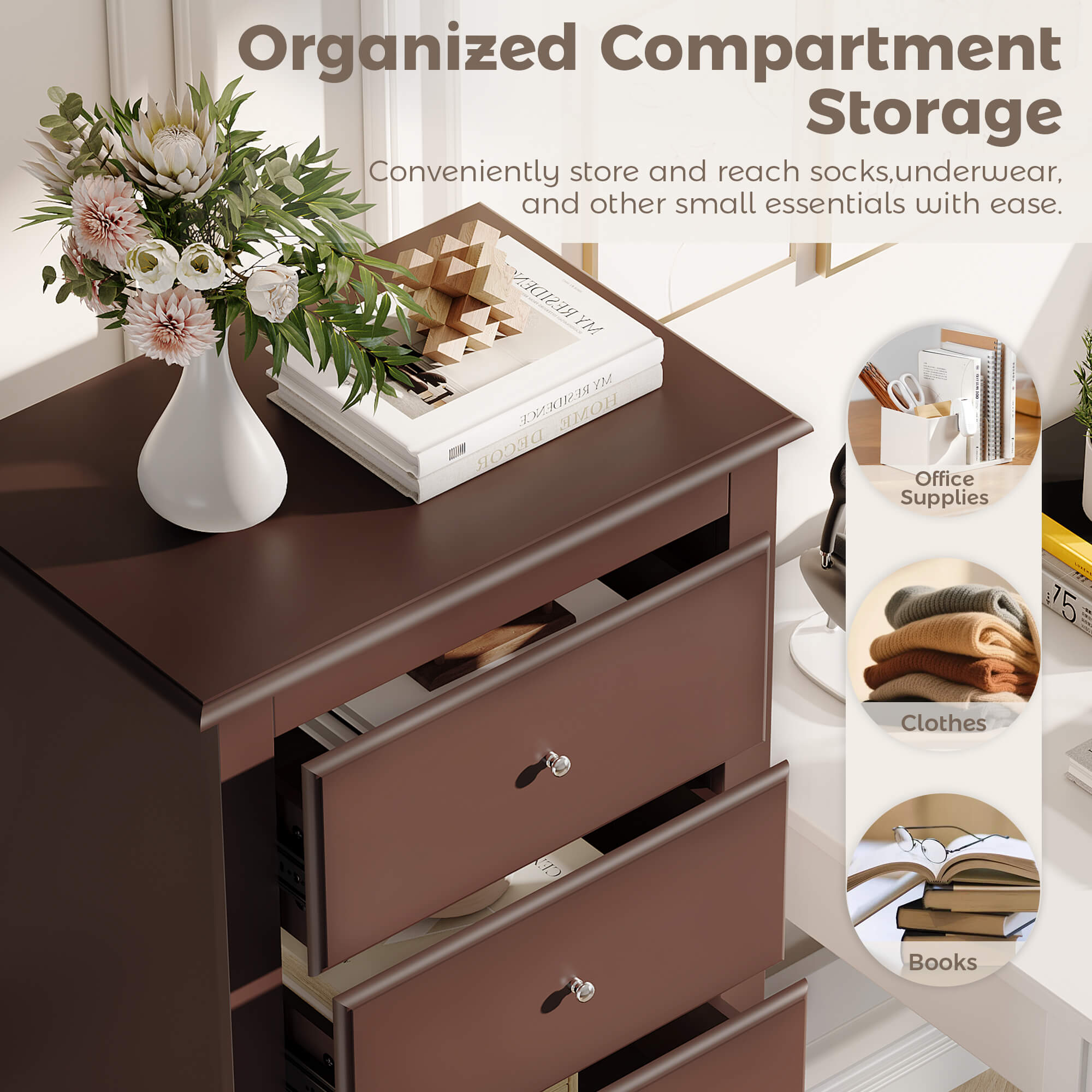 Tall 6-Drawer Wood-Grain Dresser