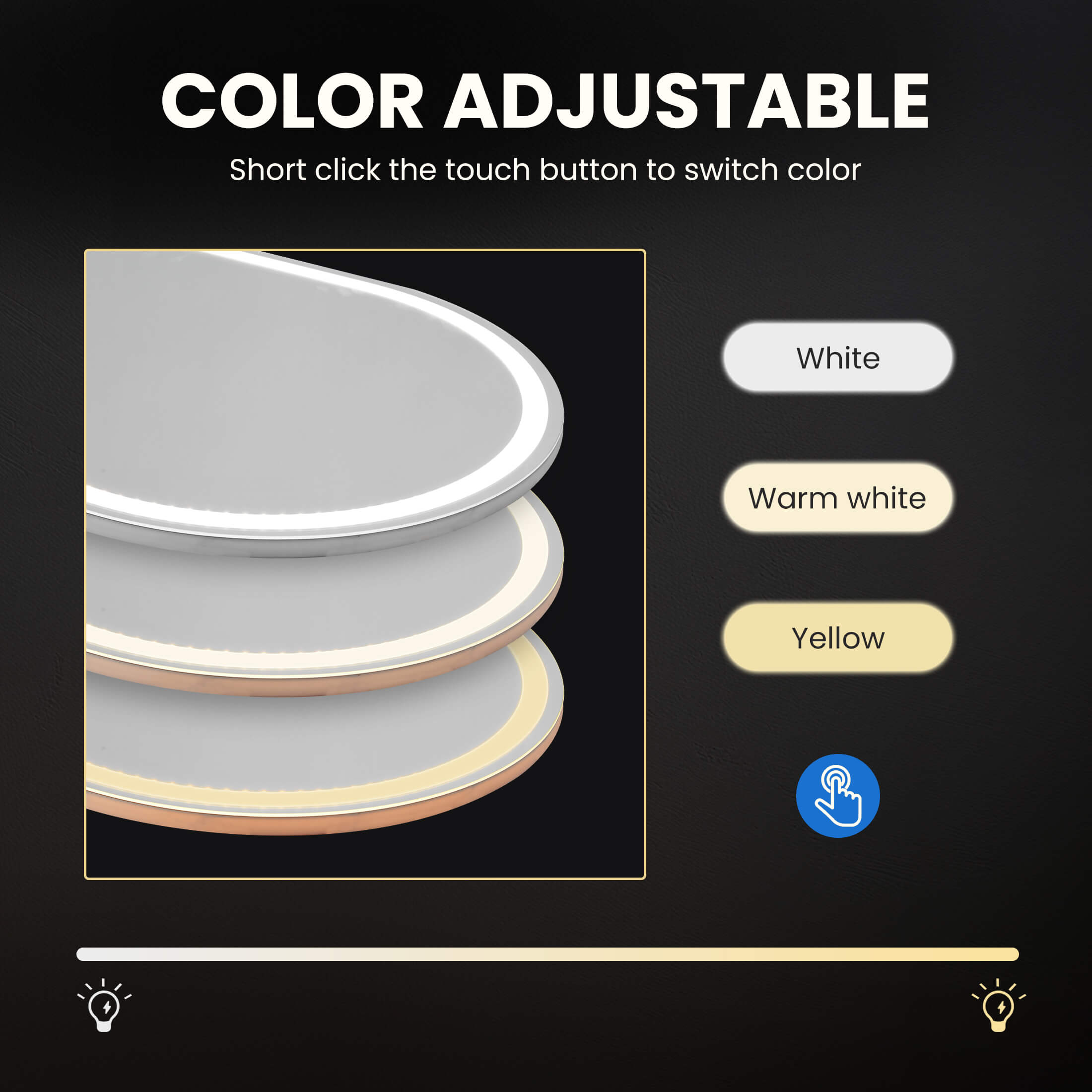3-Color LED Illuminated Vanity Mirror
