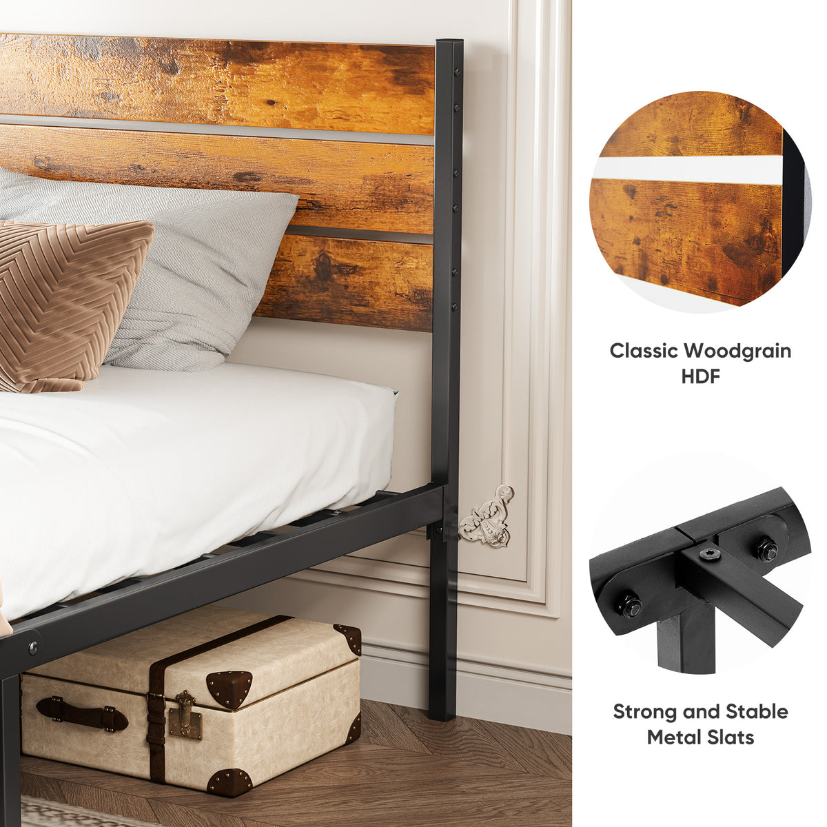 Metal Platform Bed Frame with Headboard & Footboard – No Box Spring Needed, 800 lb Capacity, Twin/Full/Queen