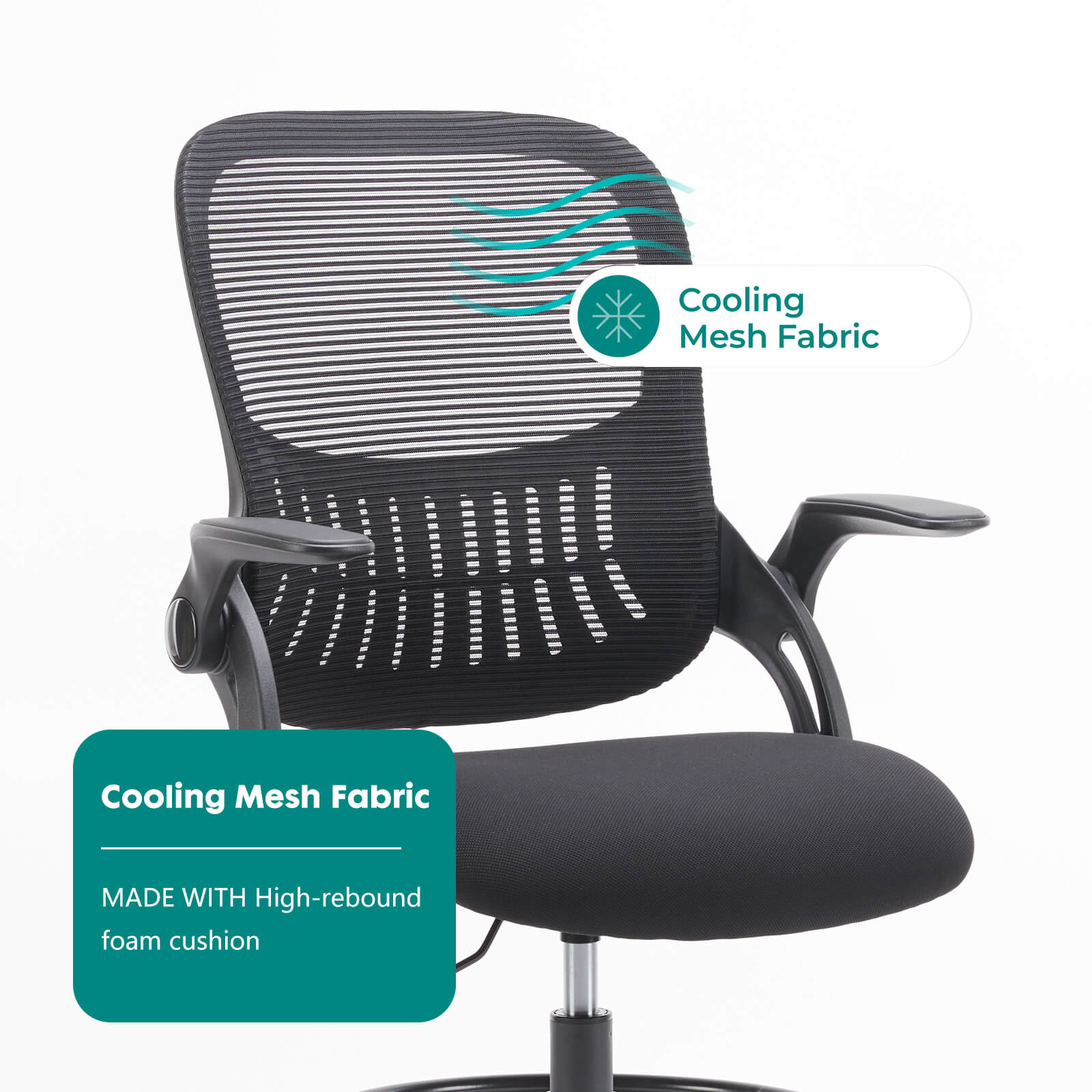 Ergonomic Office Chair Flip-Up Armrests Lumbar Support