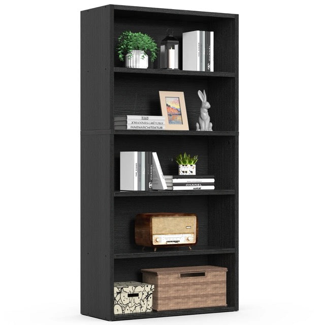 Industrial 5 & 6-Tier Bookcase | 53"/63" Tall Open Bookshelf for Home Office, Living Room & Bedroom
