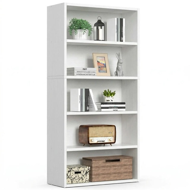 Industrial 5 & 6-Tier Bookcase | 53"/63" Tall Open Bookshelf for Home Office, Living Room & Bedroom